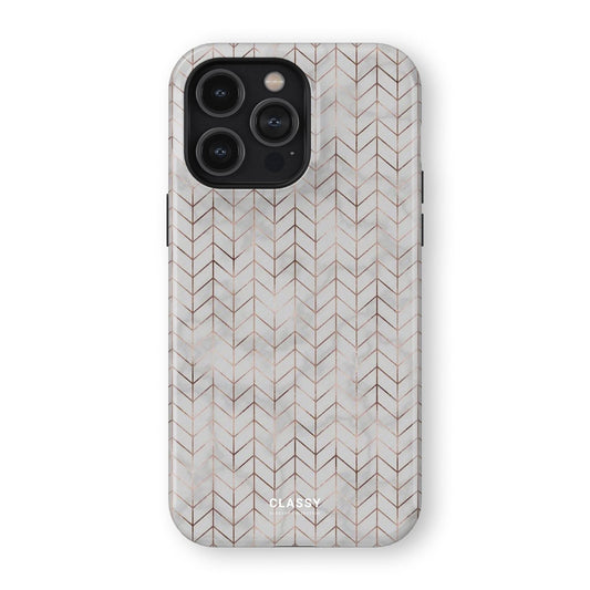 Gold and Gray Chevron Pattern Tough Case - Classy Cases - Phone Case - iPhone 17 - Glossy - 