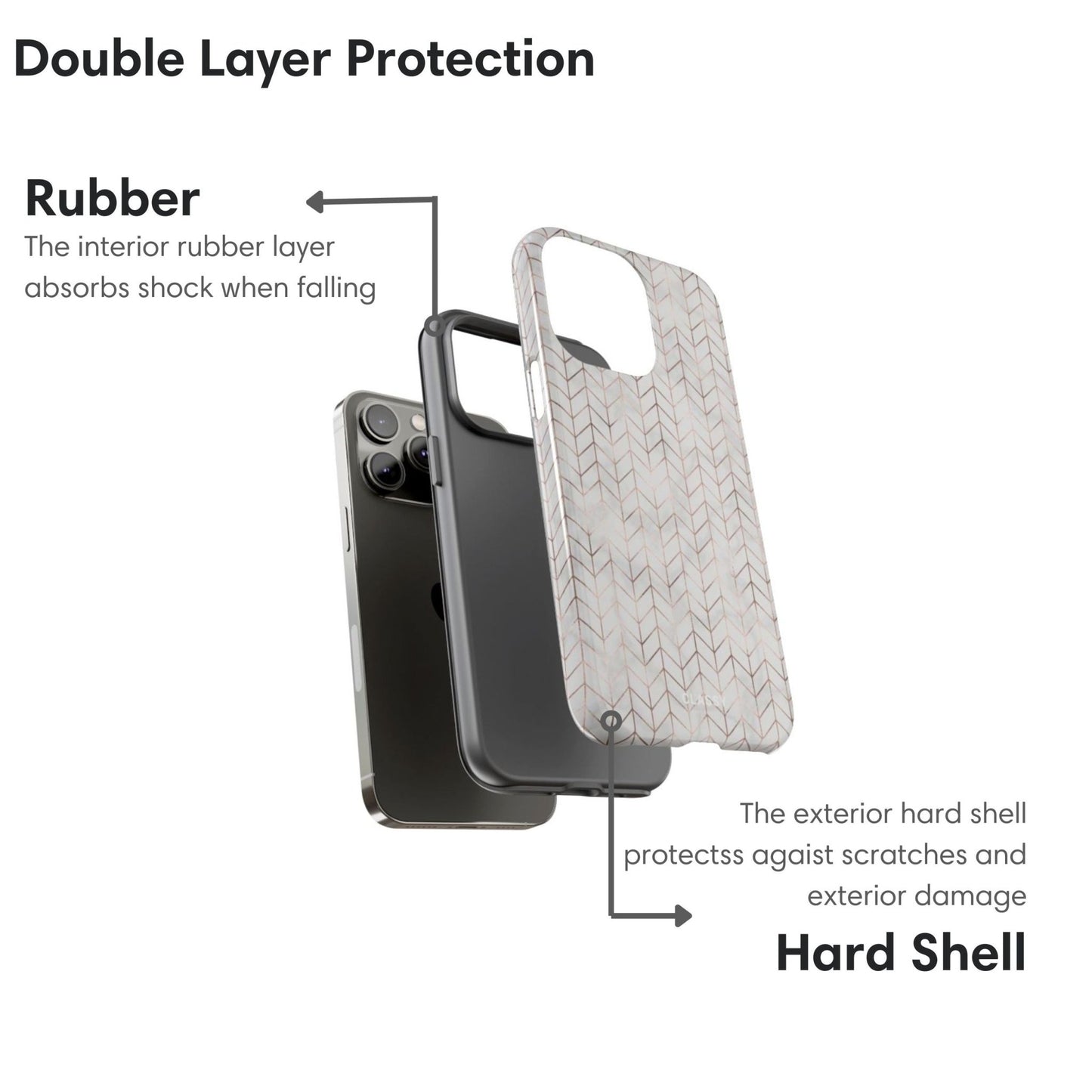 Gold and Gray Chevron Pattern Tough Case - Classy Cases - Phone Case - iPhone 17 - Glossy - 