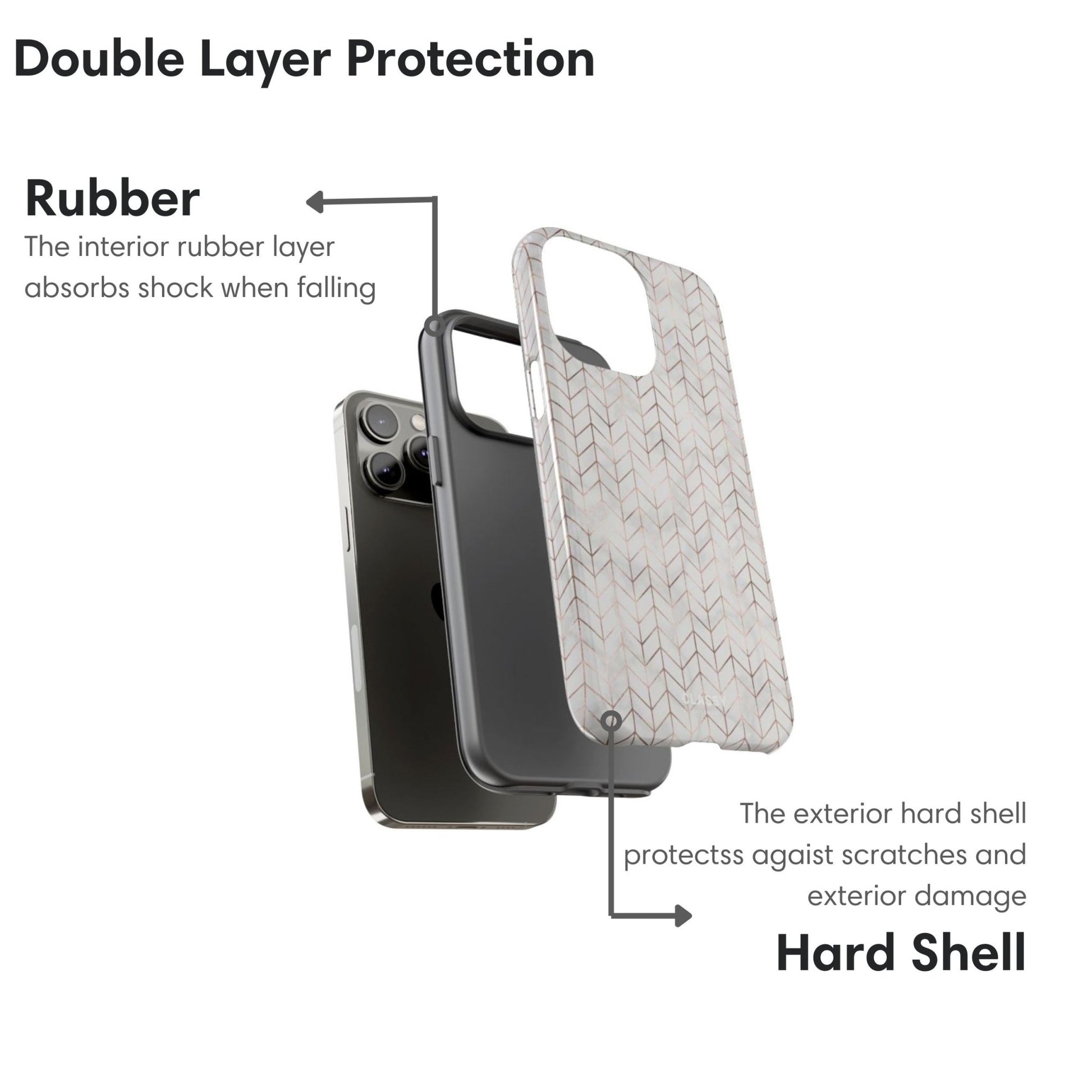 Gold and Gray Chevron Pattern Tough Case - Classy Cases - Phone Case - iPhone 17 - Glossy - 