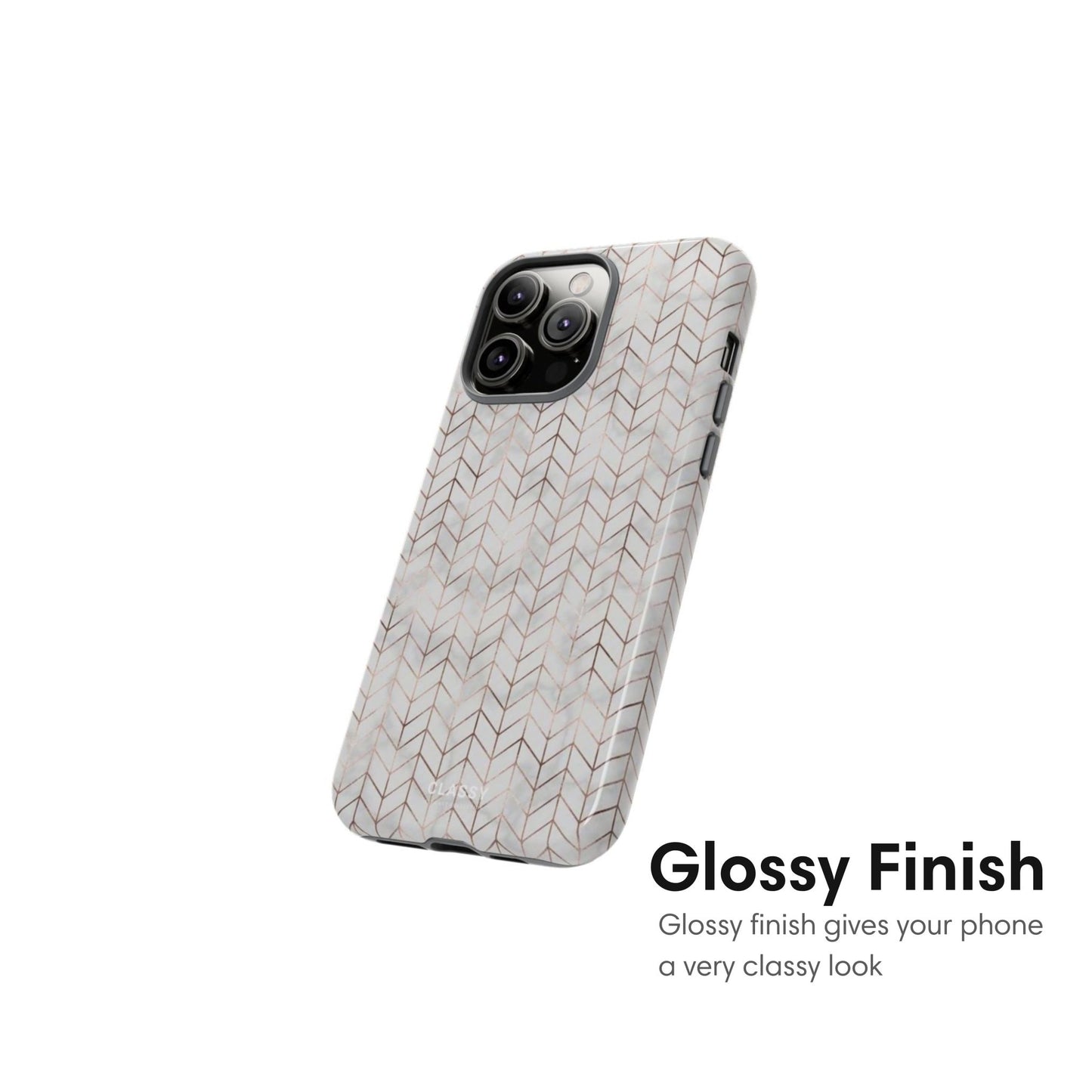 Gold and Gray Chevron Pattern Tough Case - Classy Cases - Phone Case - iPhone 17 - Glossy - 