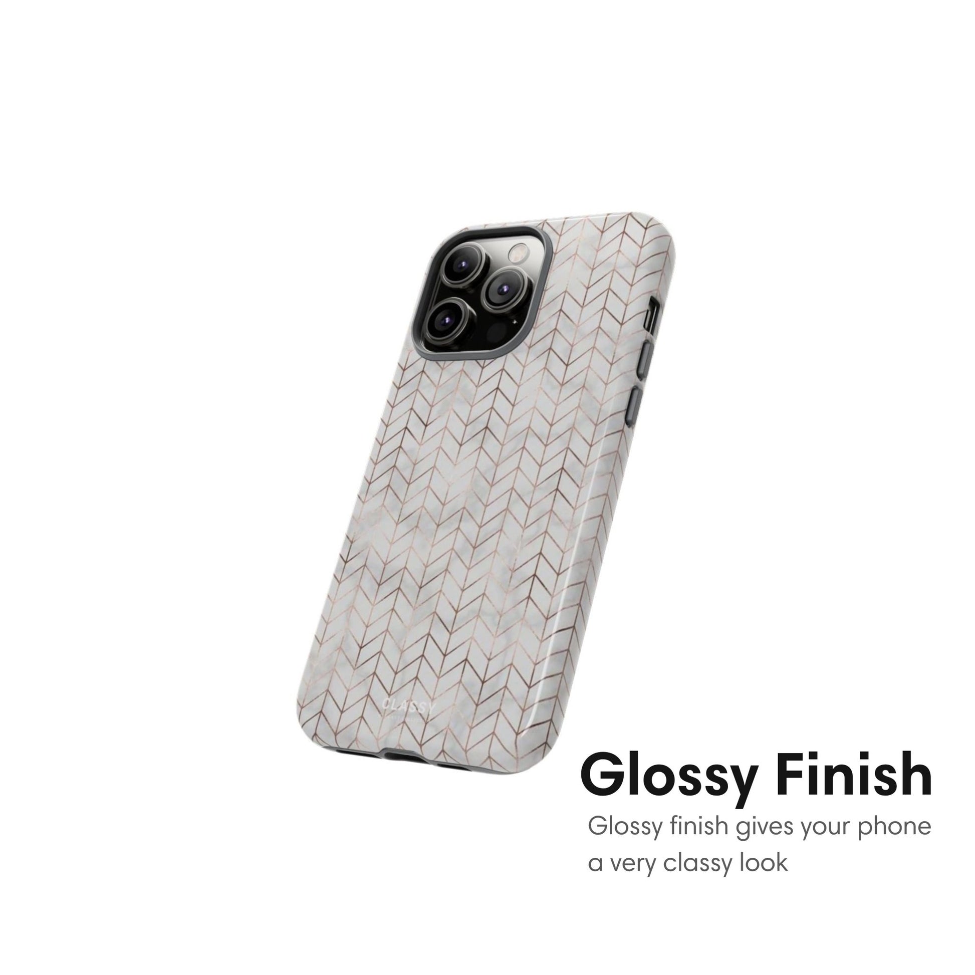 Gold and Gray Chevron Pattern Tough Case - Classy Cases - Phone Case - iPhone 17 - Glossy - 