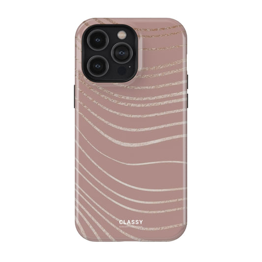 Gold Lines Dusty Rose Tough Case - Classy Cases - Phone Case - iPhone 17 - Glossy - 