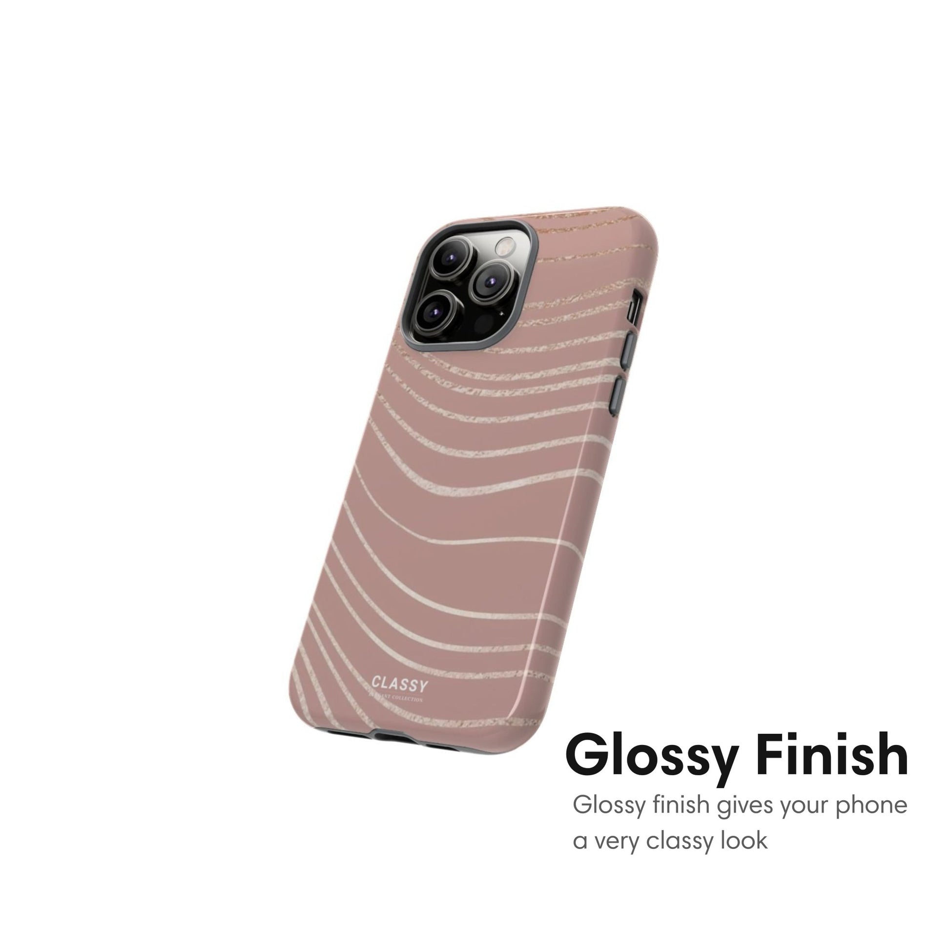 Gold Lines Dusty Rose Tough Case - Classy Cases - Phone Case - iPhone 17 - Glossy - 