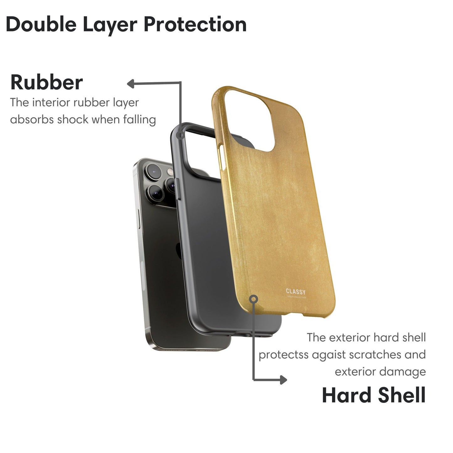 Gold Slight Pattern Tough Case - Classy Cases - Phone Case - iPhone 17 - Glossy - 