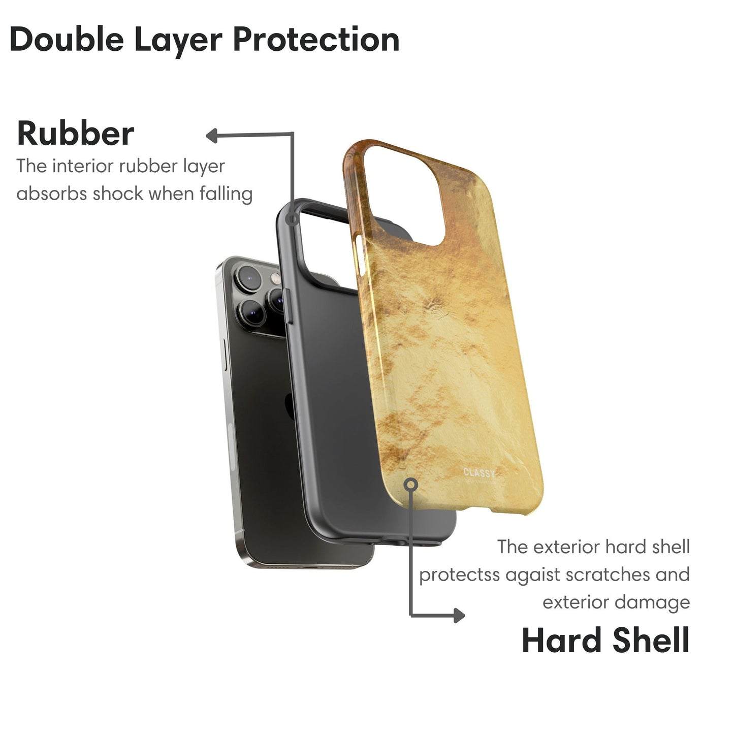 Gold Texture Pattern Tough Case - Classy Cases - Phone Case - iPhone 17 - Glossy - 