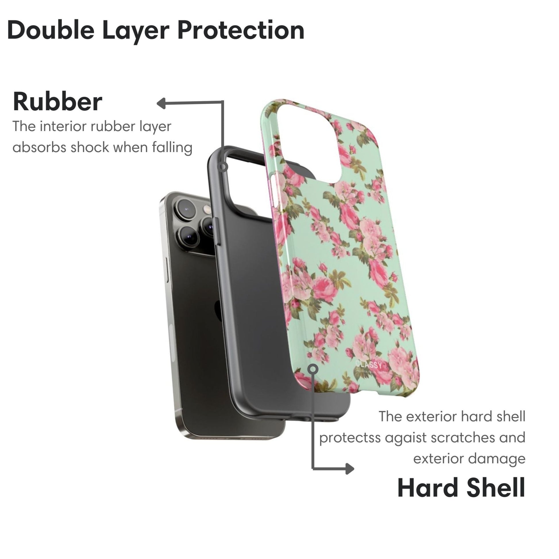 Graceful Flowers Tough Case - Classy Cases - Phone Case - iPhone 17 - Glossy - 