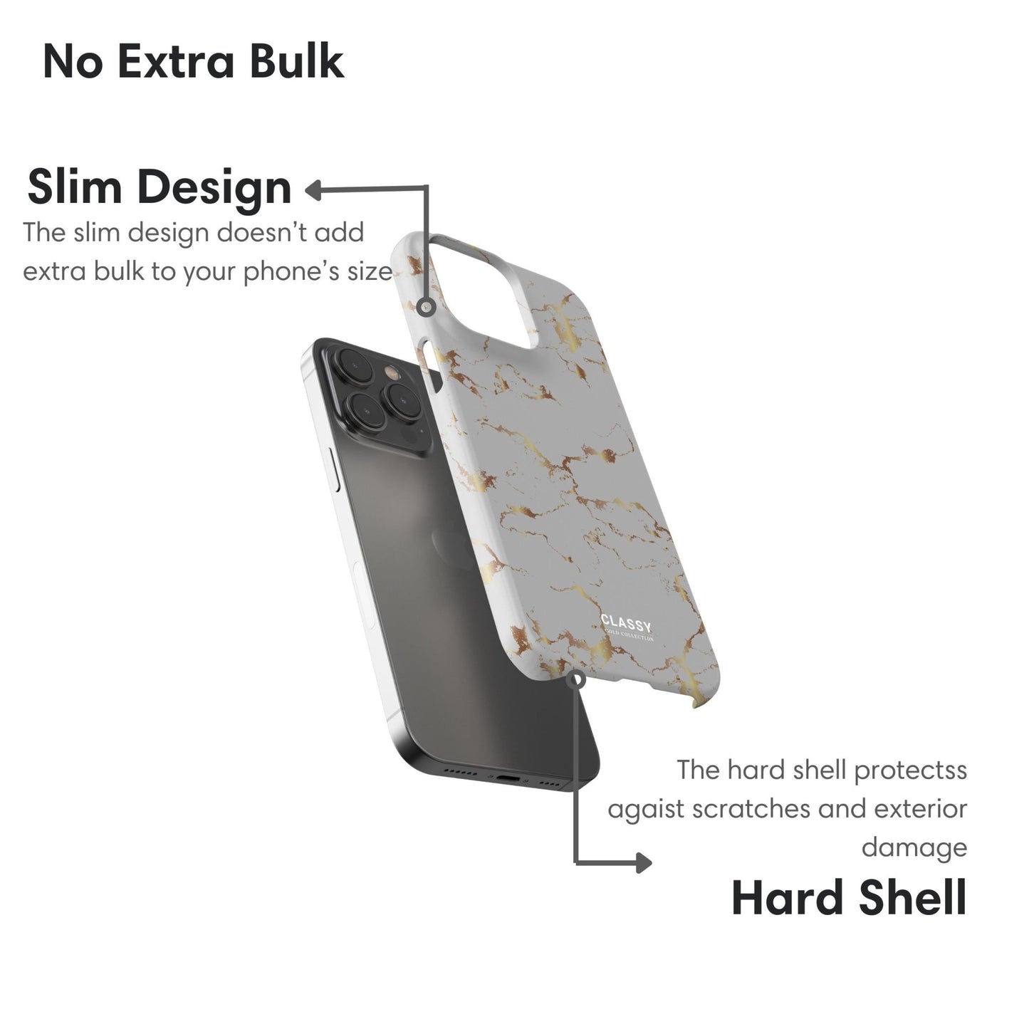 Gray and Gold Marble Snap Case - Classy Cases - Phone Case - iPhone 17 - Glossy - 