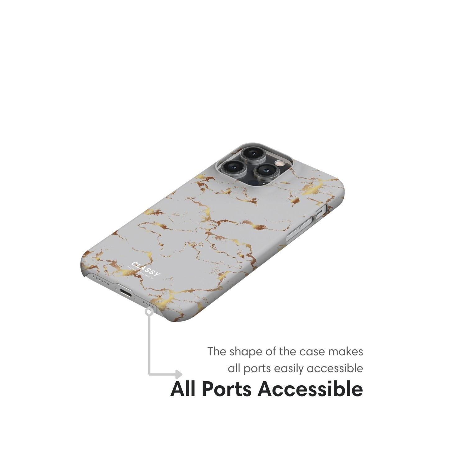 Gray and Gold Marble Snap Case - Classy Cases - Phone Case - iPhone 17 - Glossy - 