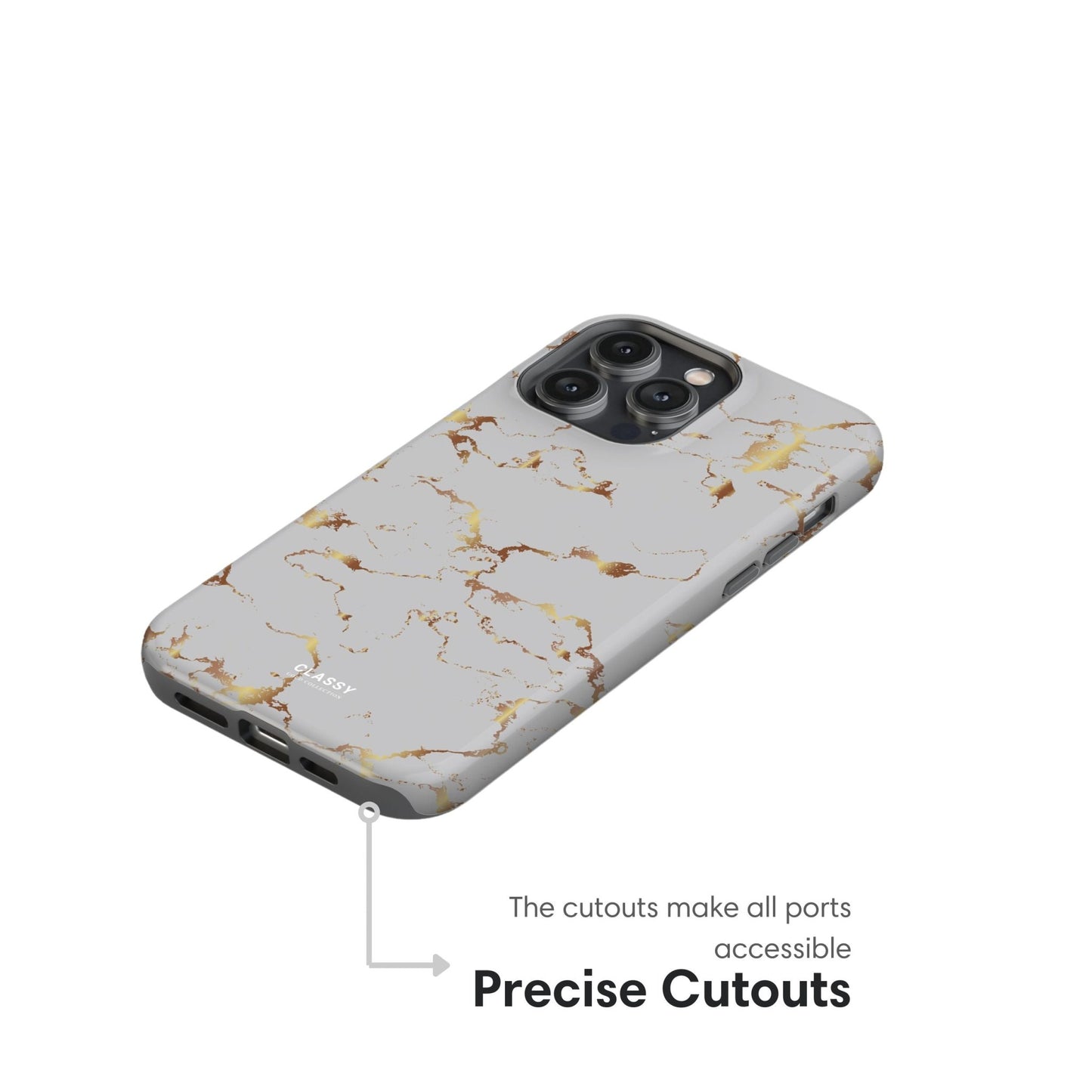 Gray and Gold Marble Tough Case - Classy Cases - Phone Case - iPhone 17 - Glossy - 
