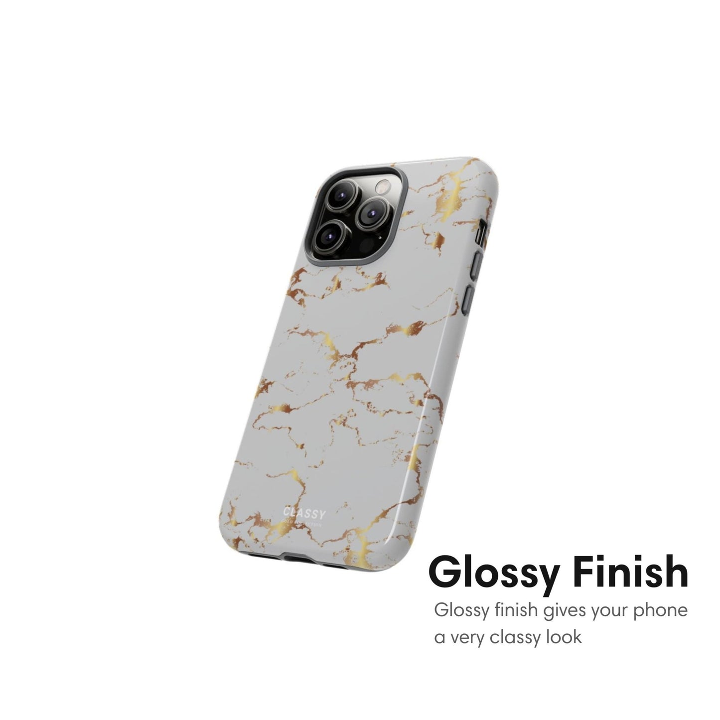 Gray and Gold Marble Tough Case - Classy Cases - Phone Case - iPhone 17 - Glossy - 