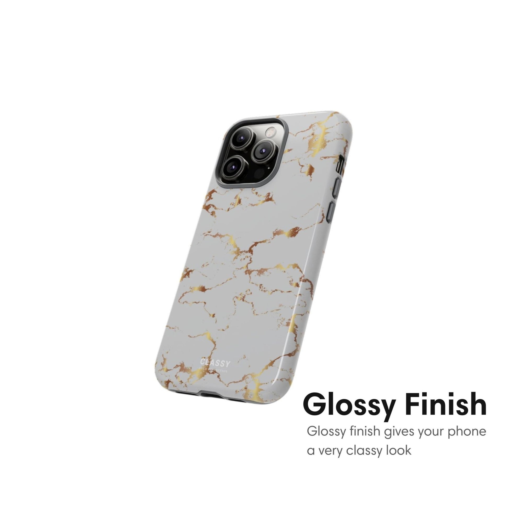 Gray and Gold Marble Tough Case - Classy Cases - Phone Case - iPhone 17 - Glossy - 