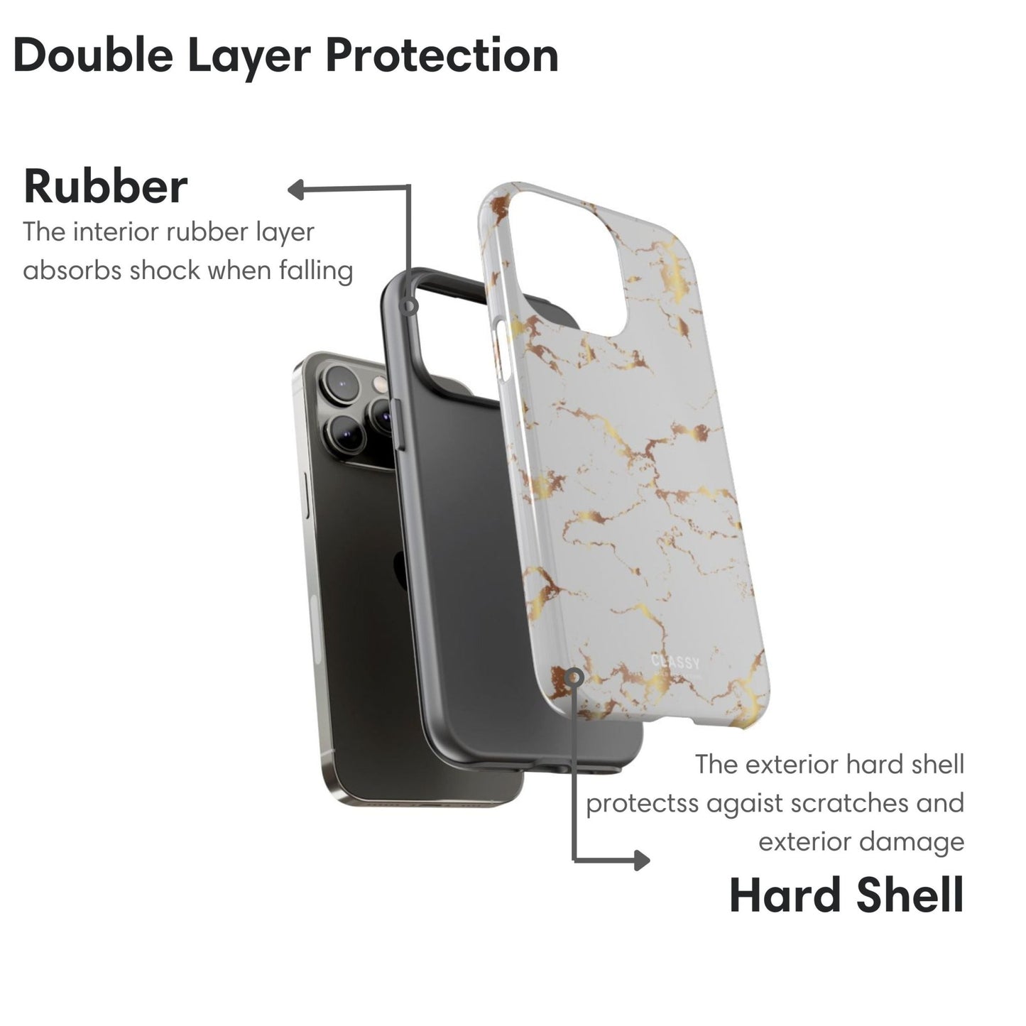 Gray and Gold Marble Tough Case - Classy Cases - Phone Case - iPhone 17 - Glossy - 