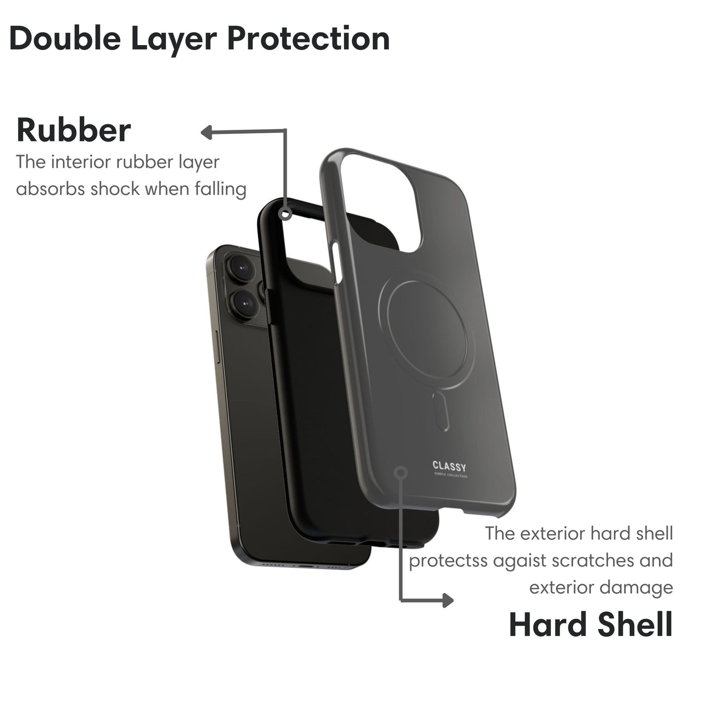 Gray MagSafe Tough Case - Classy Cases - Phone Case - iPhone 17 - Glossy - 