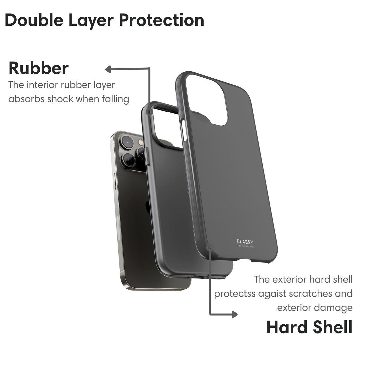 Gray Tough Case - Classy Cases - Phone Case - iPhone 17 - Glossy - 