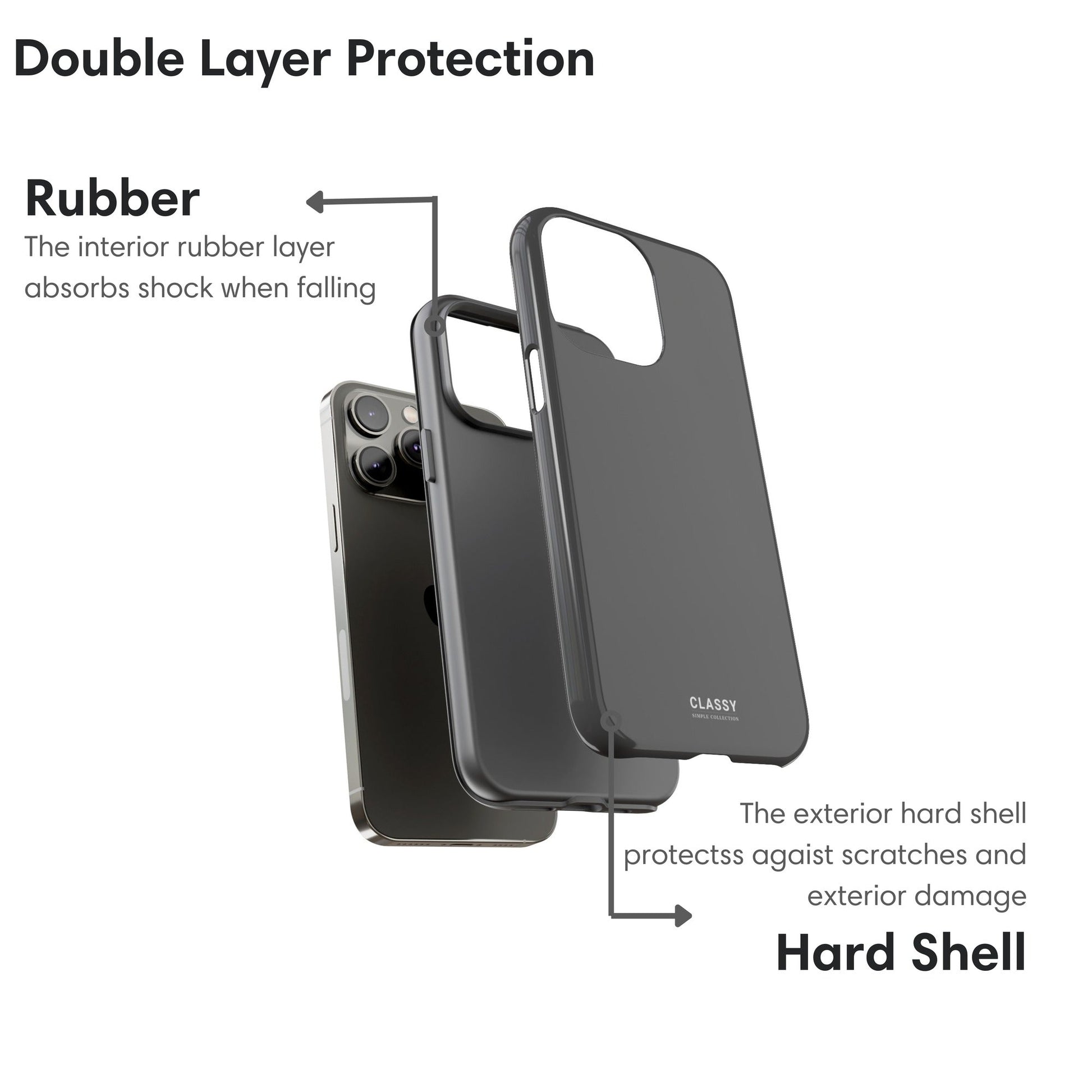 Gray Tough Case - Classy Cases - Phone Case - iPhone 17 - Glossy - 