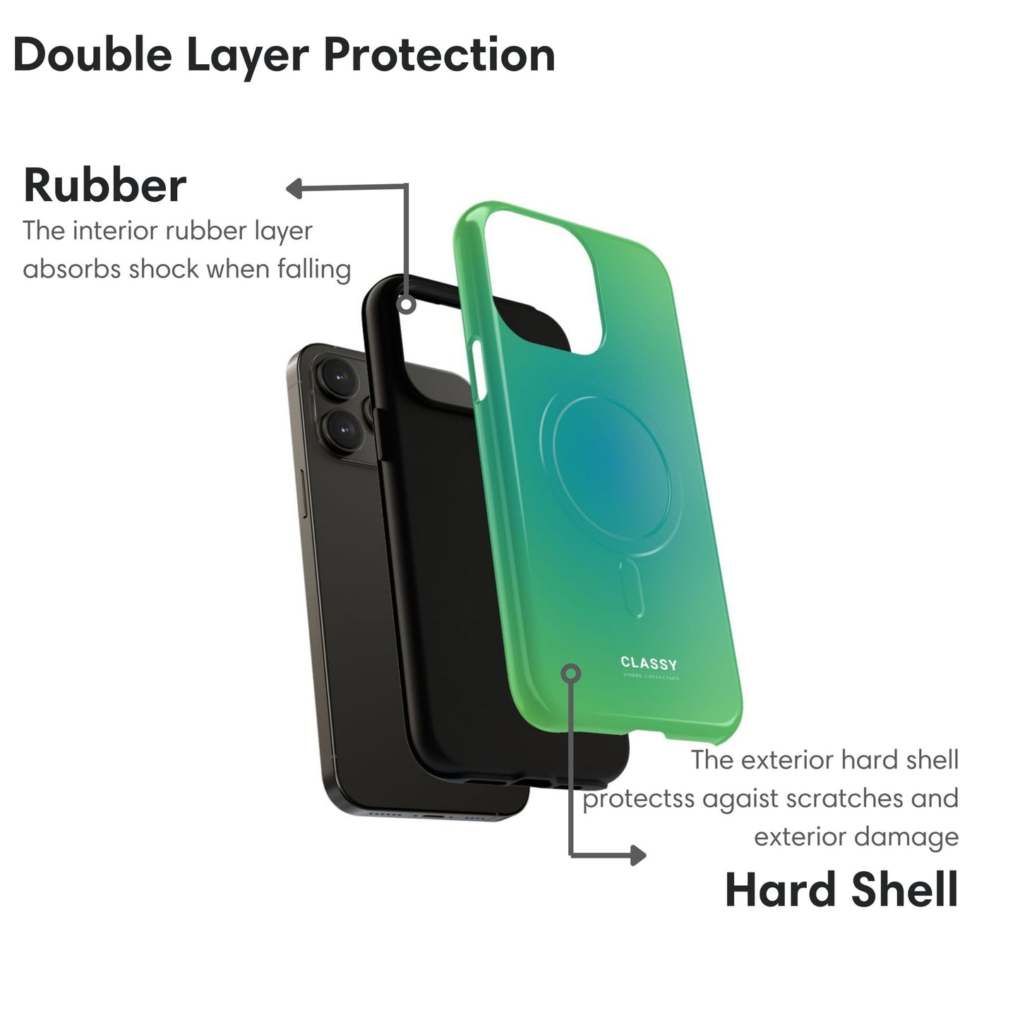 Green and Blue Ombre MagSafe Tough Case - Classy Cases - Phone Case - iPhone 17 - Glossy - 