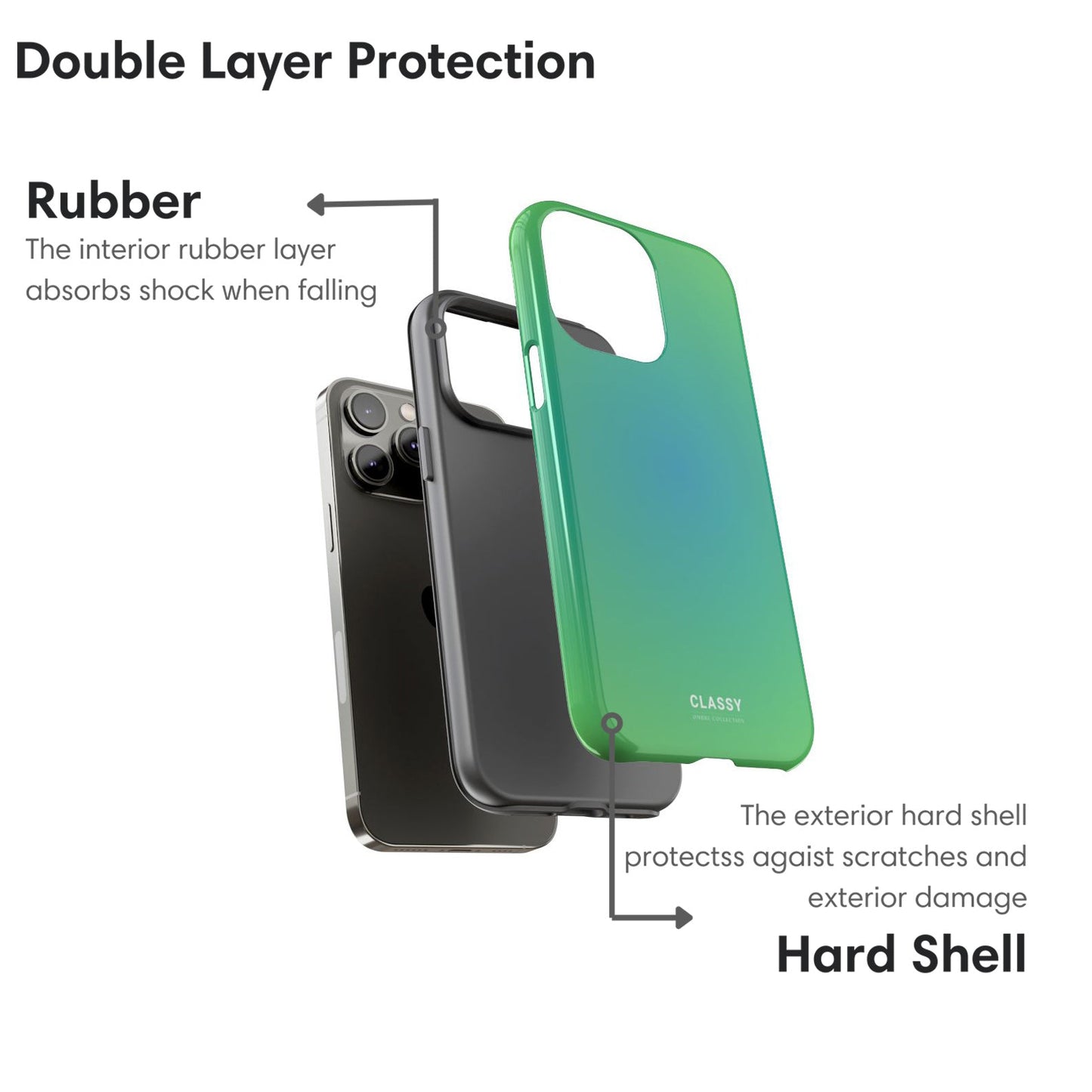 Green and Blue Ombre Tough Case - Classy Cases - Phone Case - iPhone 17 - Glossy - 