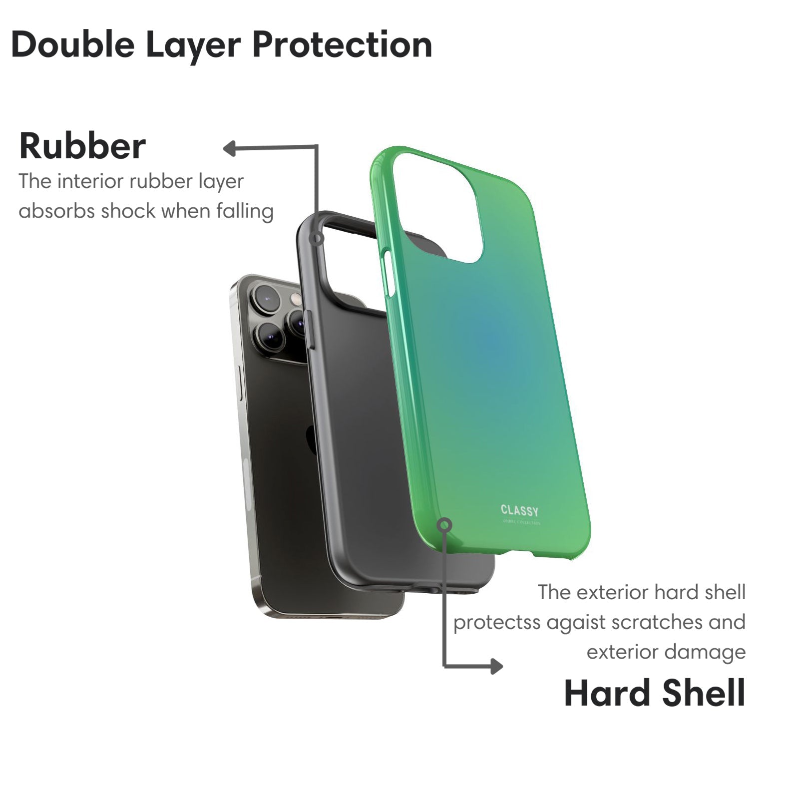 Green and Blue Ombre Tough Case - Classy Cases - Phone Case - iPhone 17 - Glossy - 