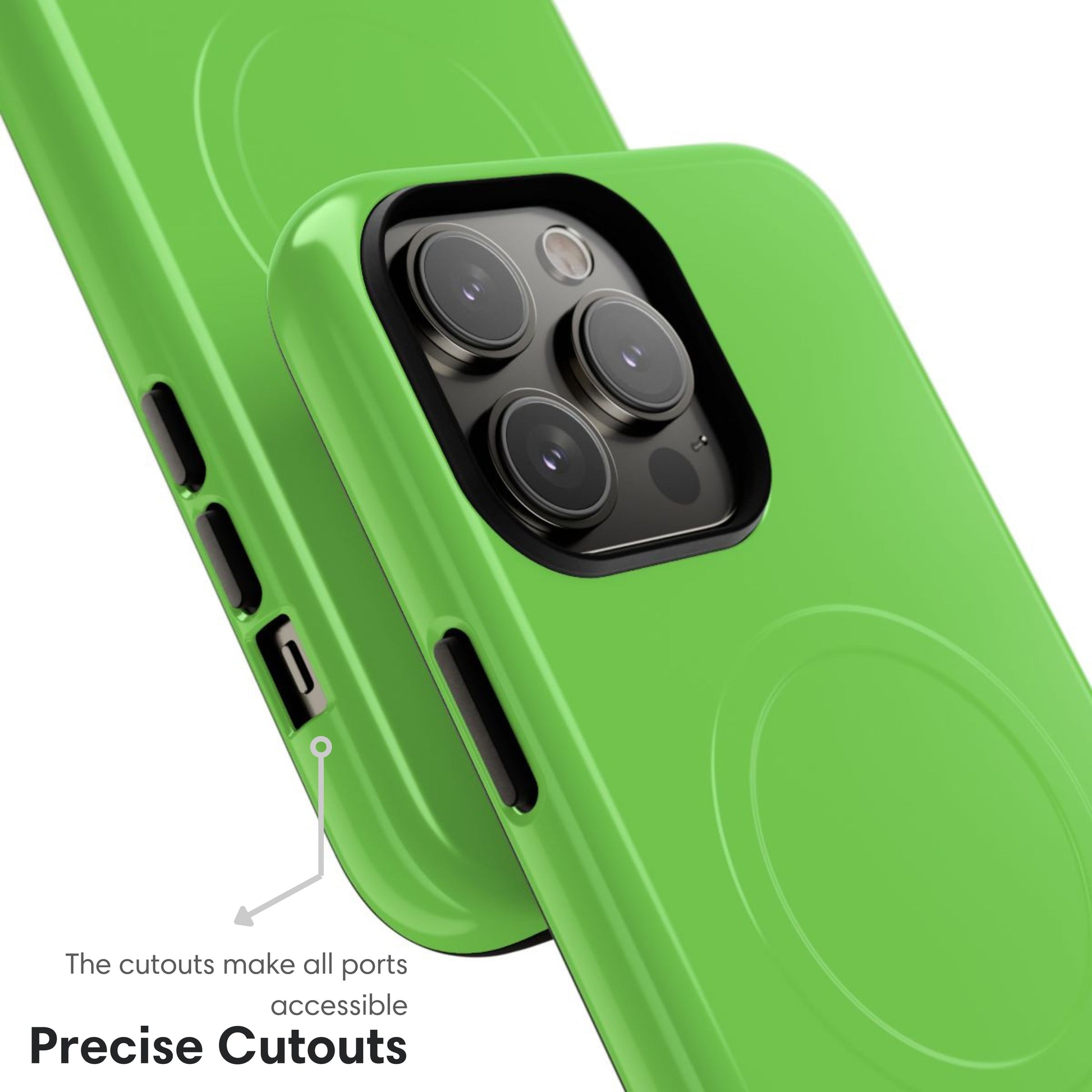 Green MagSafe Tough Case cutouts