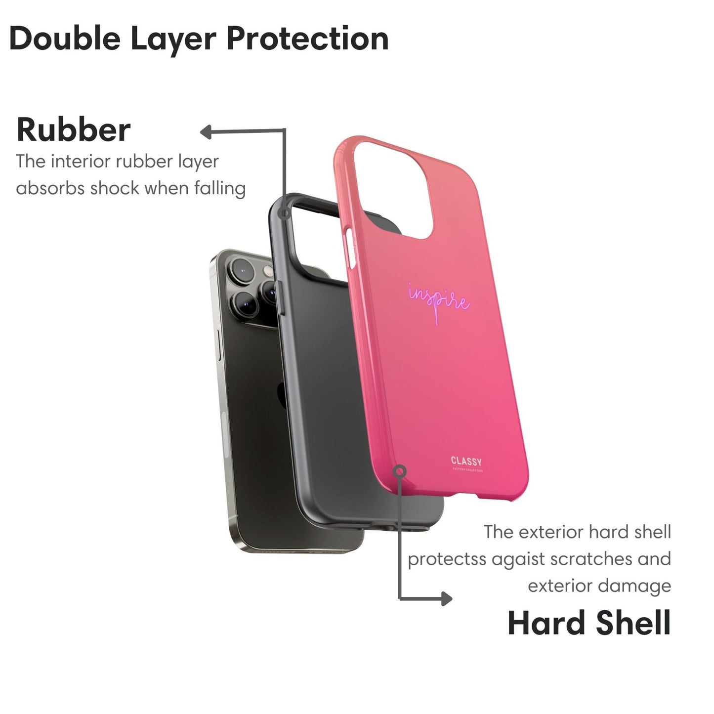 Inspire | Pink Tough Case - Classy Cases - Phone Case - iPhone 17 - Glossy - 