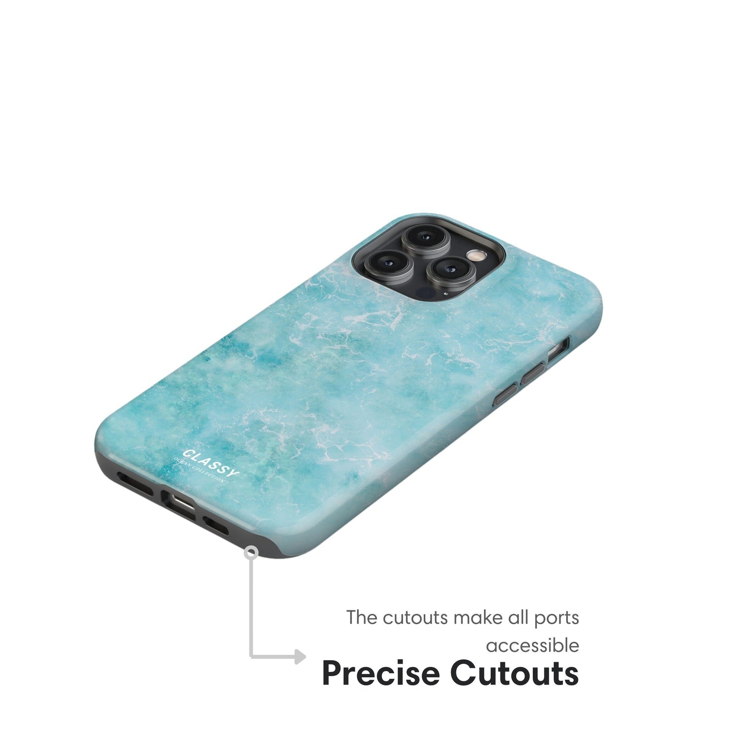 Light Blue Ocean Tough Case - Classy Cases - Phone Case - iPhone 15 - Glossy - 