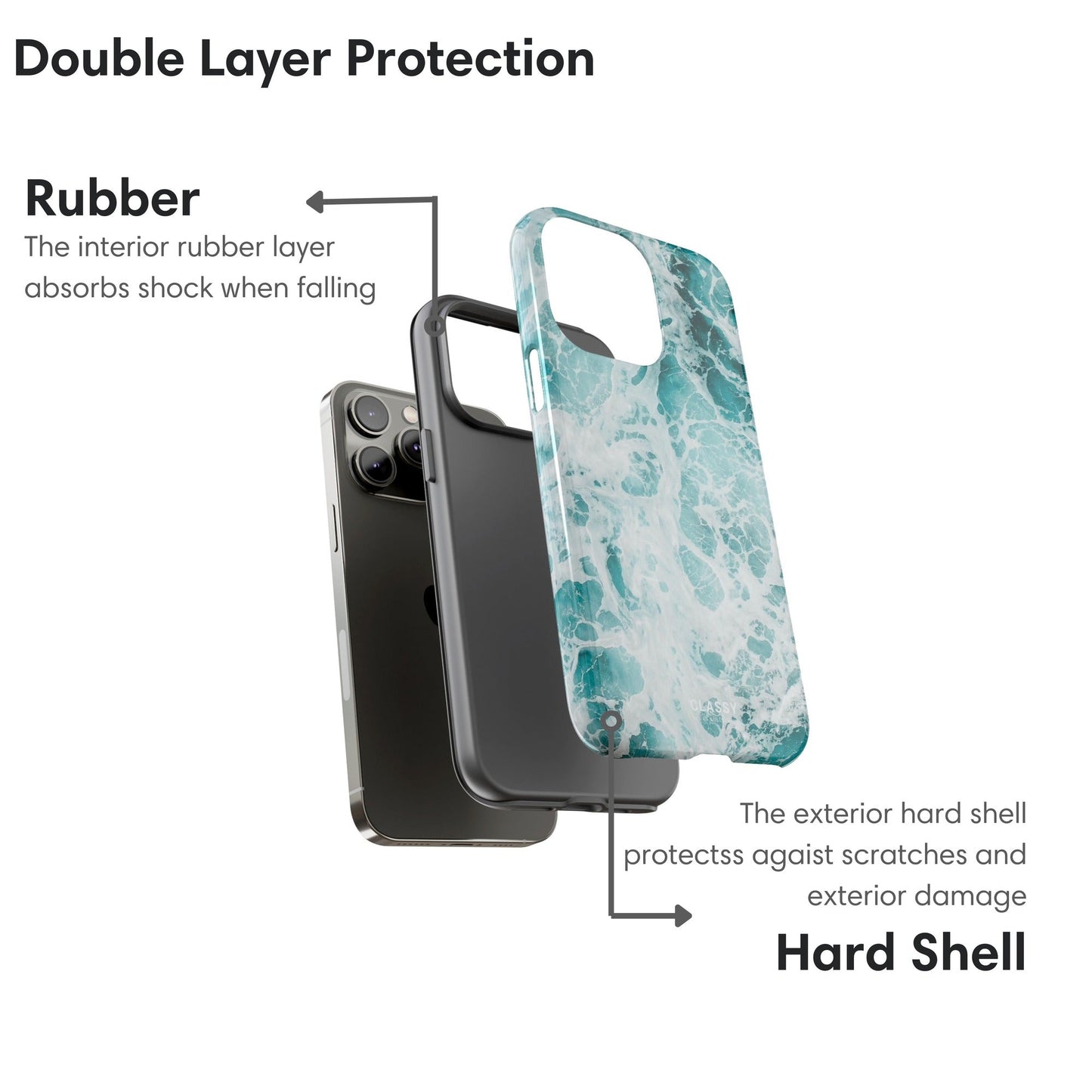 Light Blue Ocean Tough Case - Classy Cases - Phone Case - iPhone 17 - Glossy - 