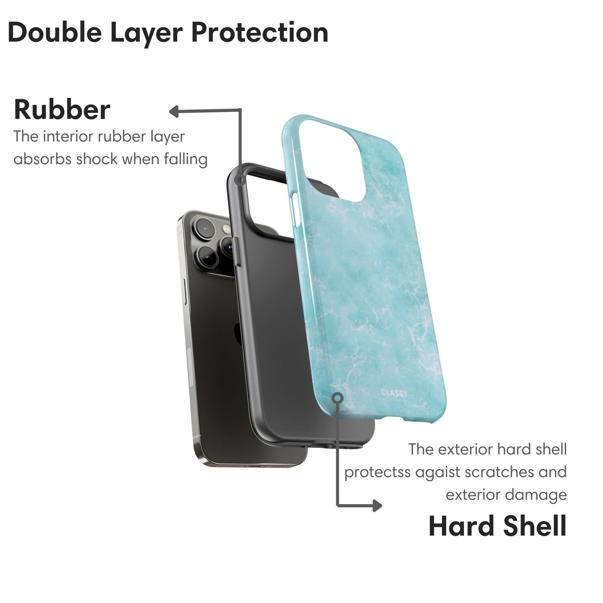 Light Blue Ocean Tough Case - Classy Cases - Phone Case - iPhone 17 - Glossy - 