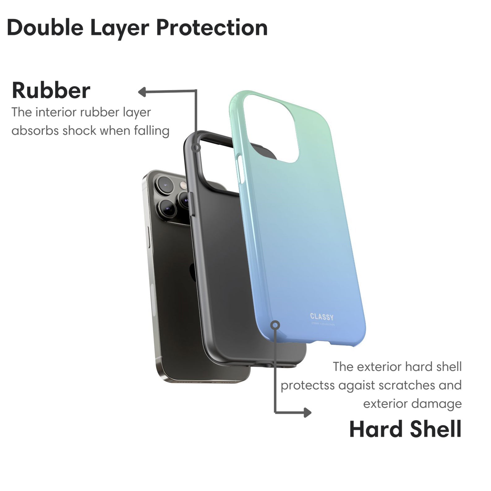 Light Blue Ombre Tough Case - Classy Cases - Phone Case - iPhone 17 - Glossy - 