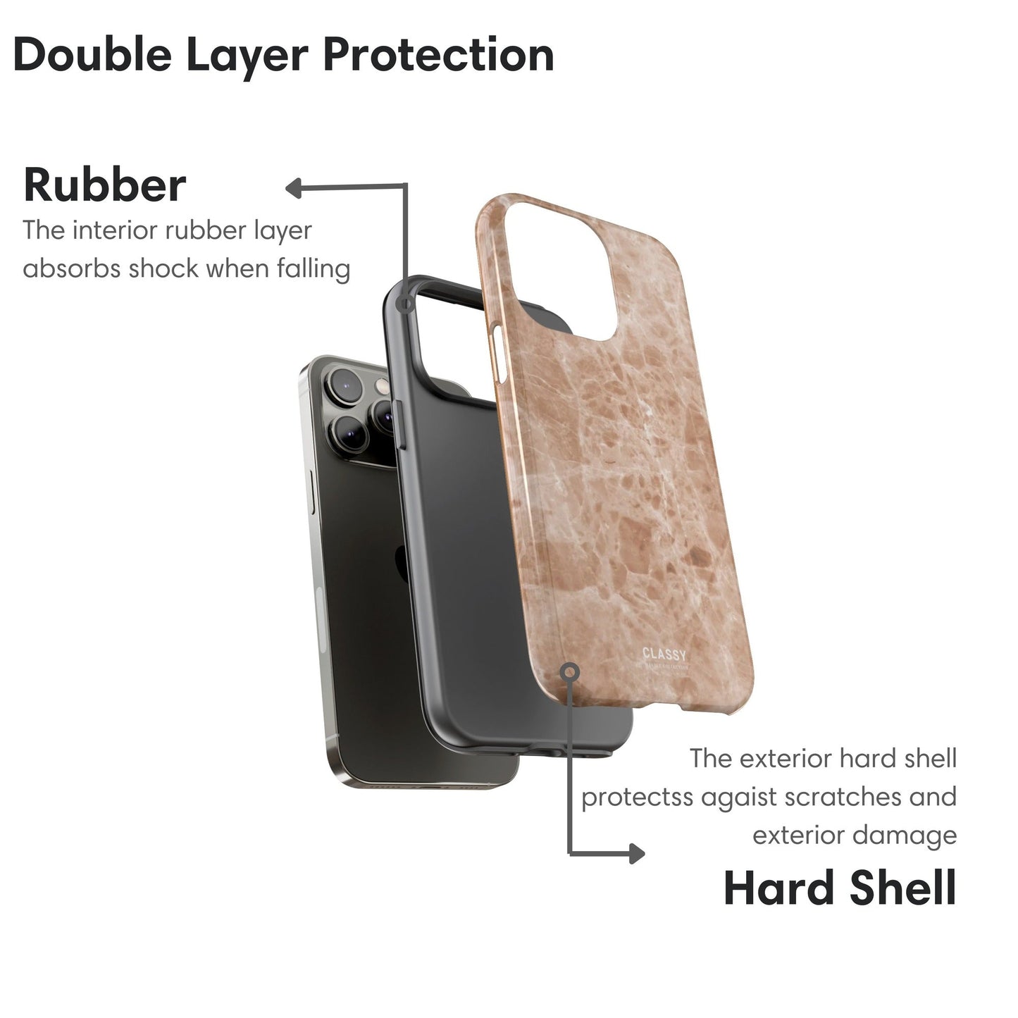 Light Brown Marble Tough Case - Classy Cases - Phone Case - iPhone 17 - Glossy - 