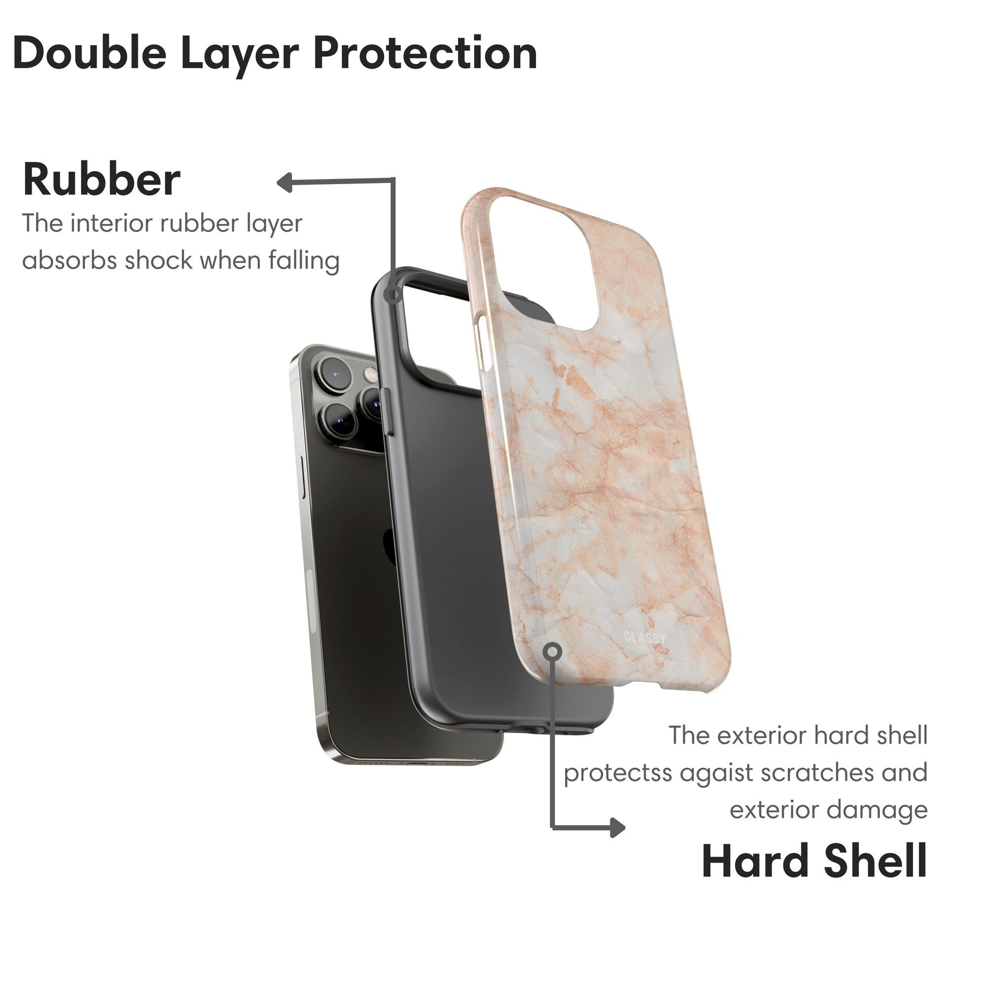 Light Orange Marble Tough Case - Classy Cases - Phone Case - iPhone 17 - Glossy - 