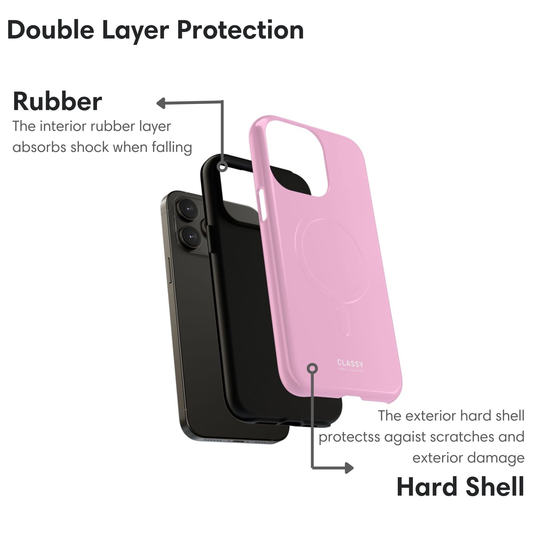 Light Pink MagSafe Tough Case - Classy Cases - Phone Case - iPhone 17 - Glossy - 