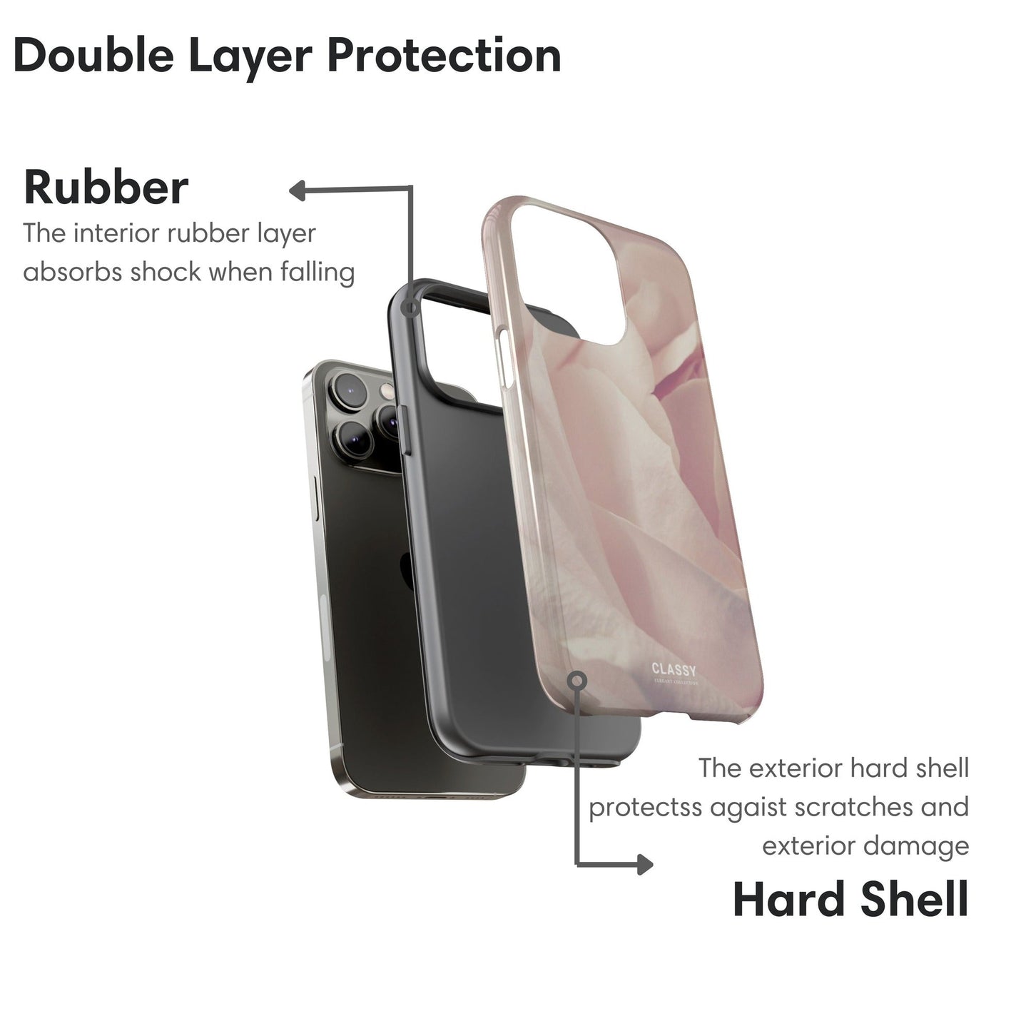 Light Pink Rose Tough Case - Classy Cases - Phone Case - iPhone 17 - Glossy - 