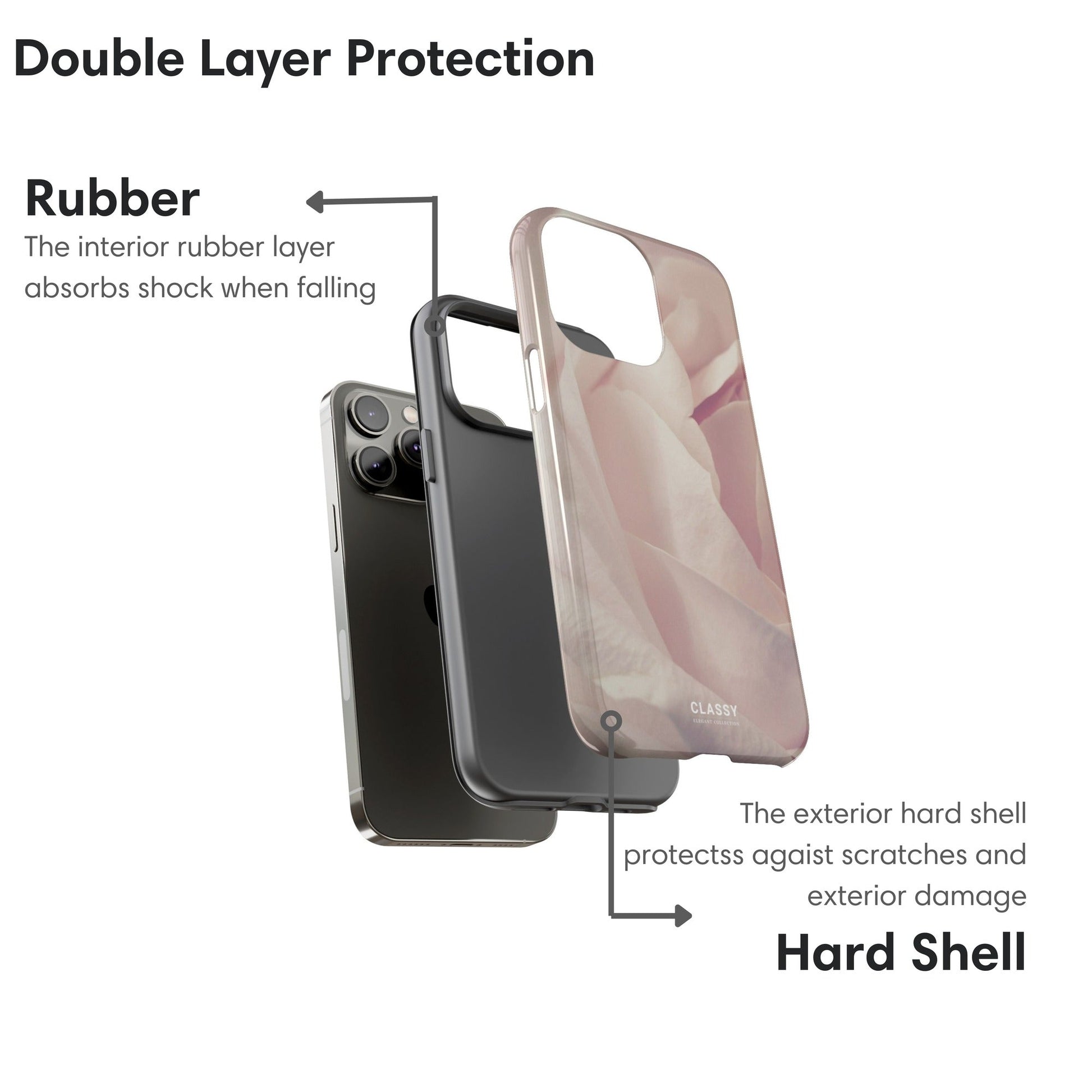 Light Pink Rose Tough Case - Classy Cases - Phone Case - iPhone 17 - Glossy - 