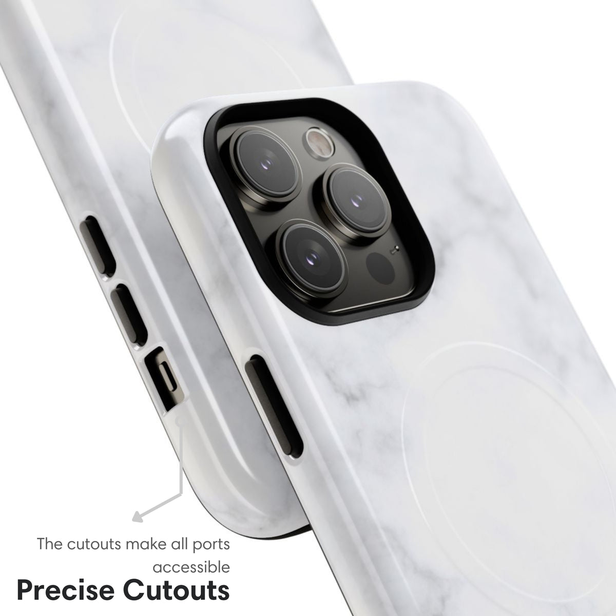 Light White Marble MagSafe Tough Case - Classy Cases - Phone Case - iPhone 17 - Glossy -