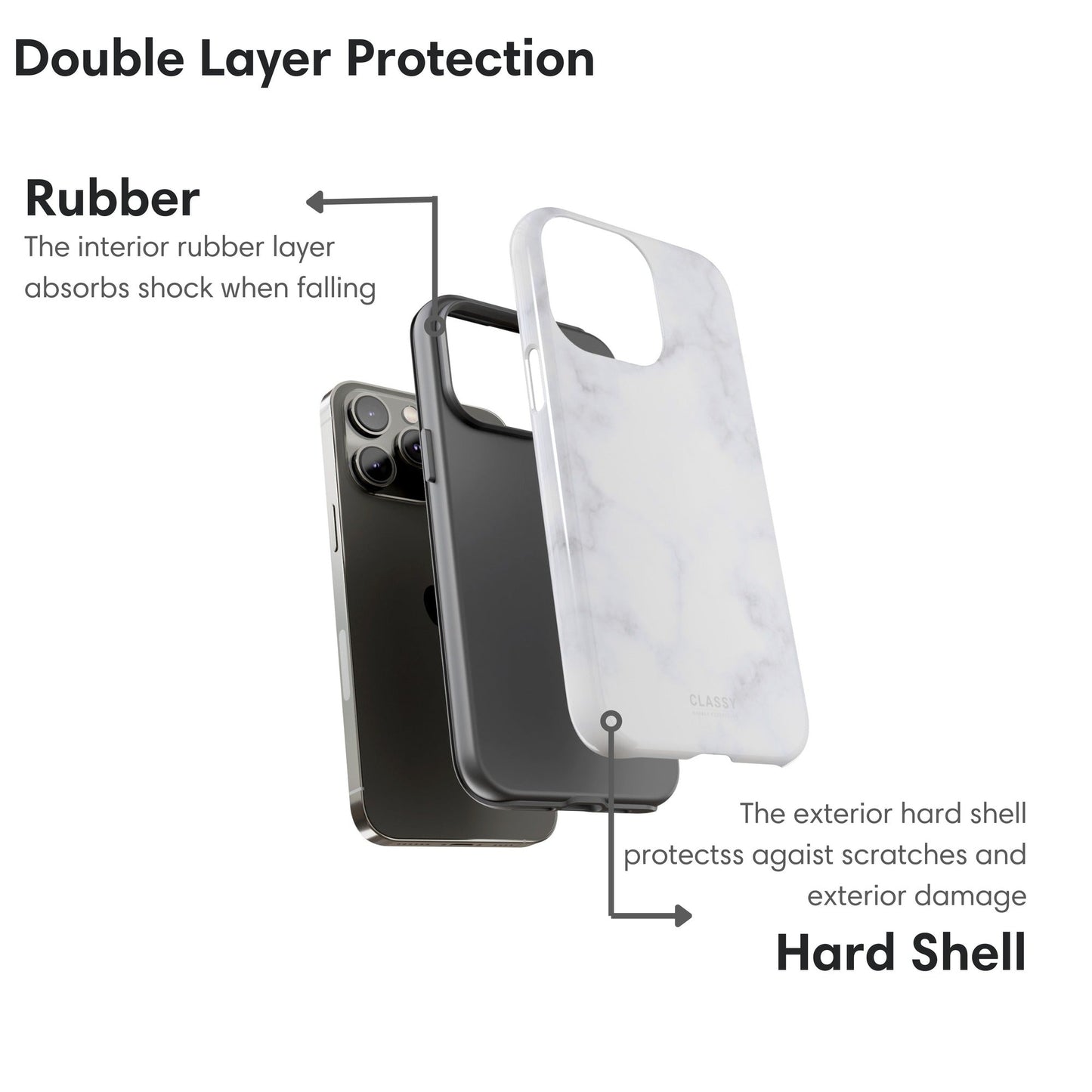Light White Marble Tough Case - Classy Cases - Phone Case - iPhone 17 - Glossy - 