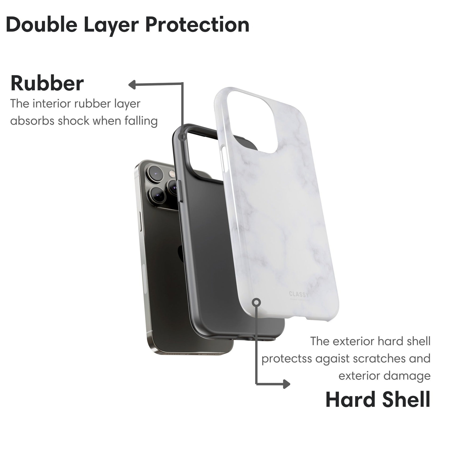 Light White Marble Tough Case - Classy Cases - Phone Case - iPhone 17 - Glossy - 