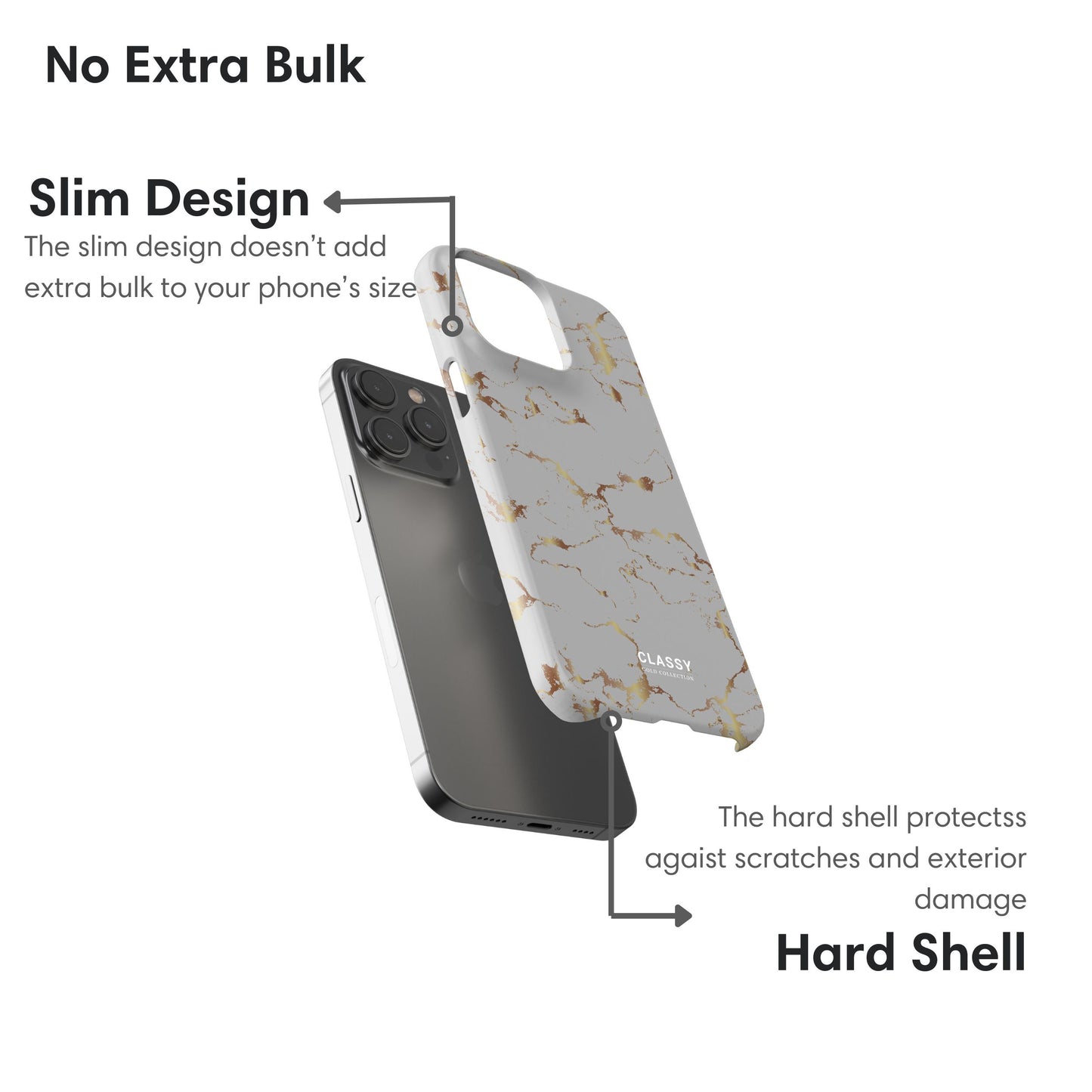 Gray and Gold Marble Snap Case layers