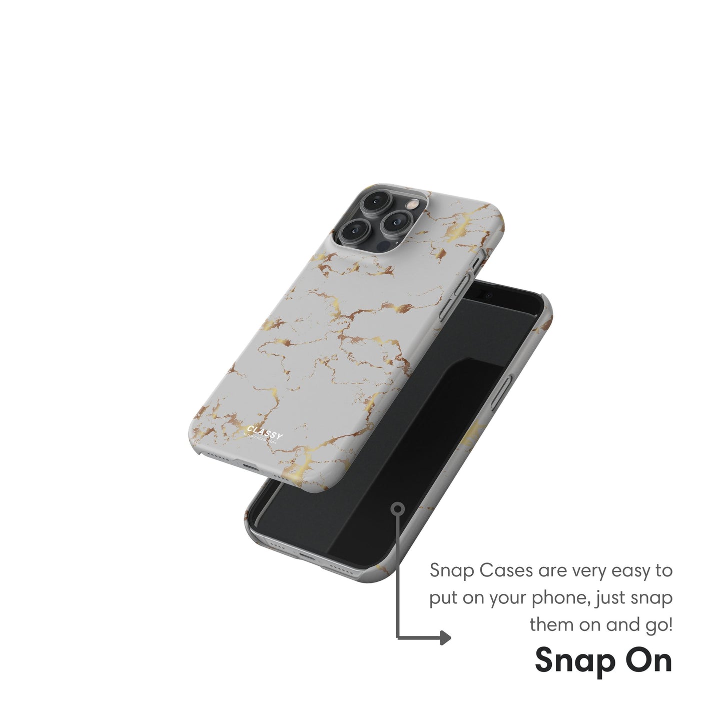 Gray and Gold Marble Snap Case snap on