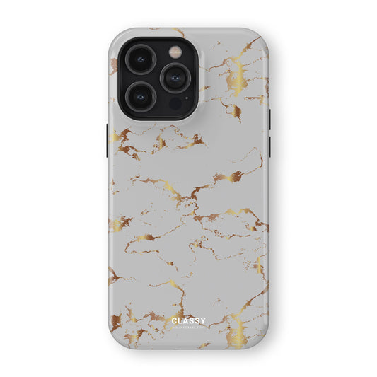 Gray and Gold Marble Tough Case front