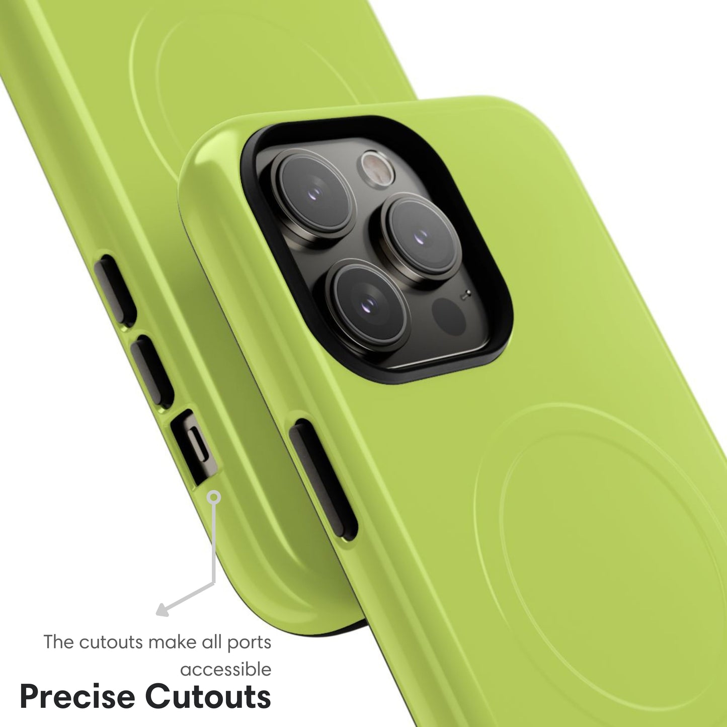 Lime Green MagSafe Tough Case cutouts