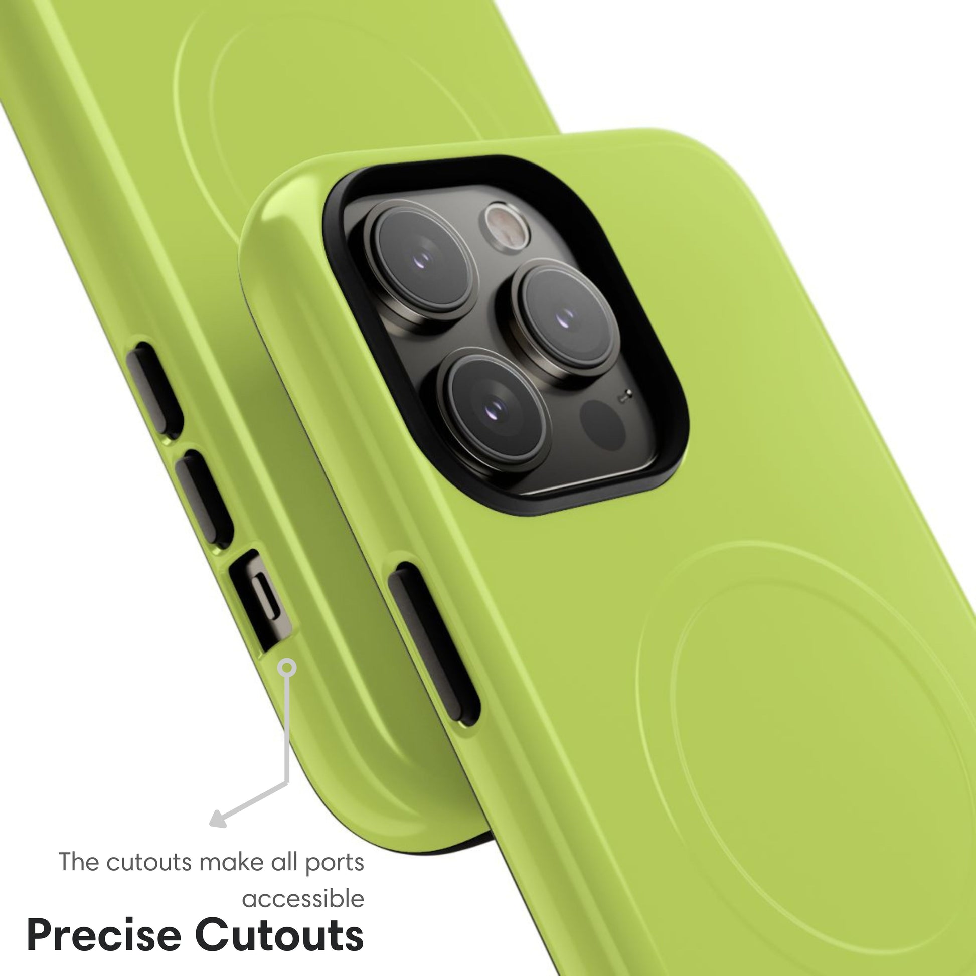 Lime Green MagSafe Tough Case cutouts