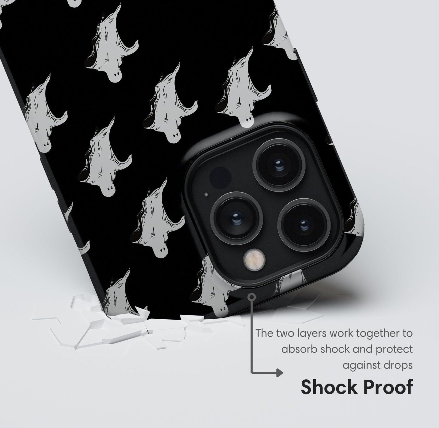 Little Flying Ghosts Black Tough Case - Classy Cases - Phone Case - iPhone 17 - Glossy - 