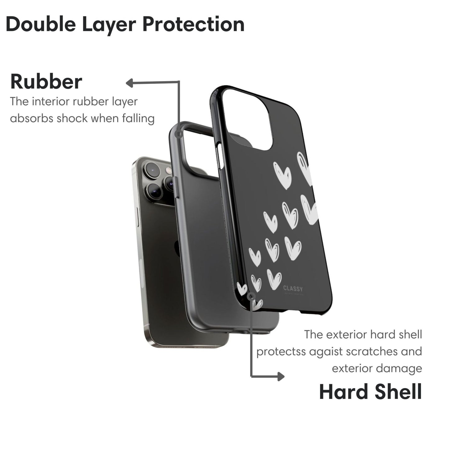 Little Hearts Couple Tough Case - Black - Classy Cases - Phone Case - iPhone 17 - Glossy - 
