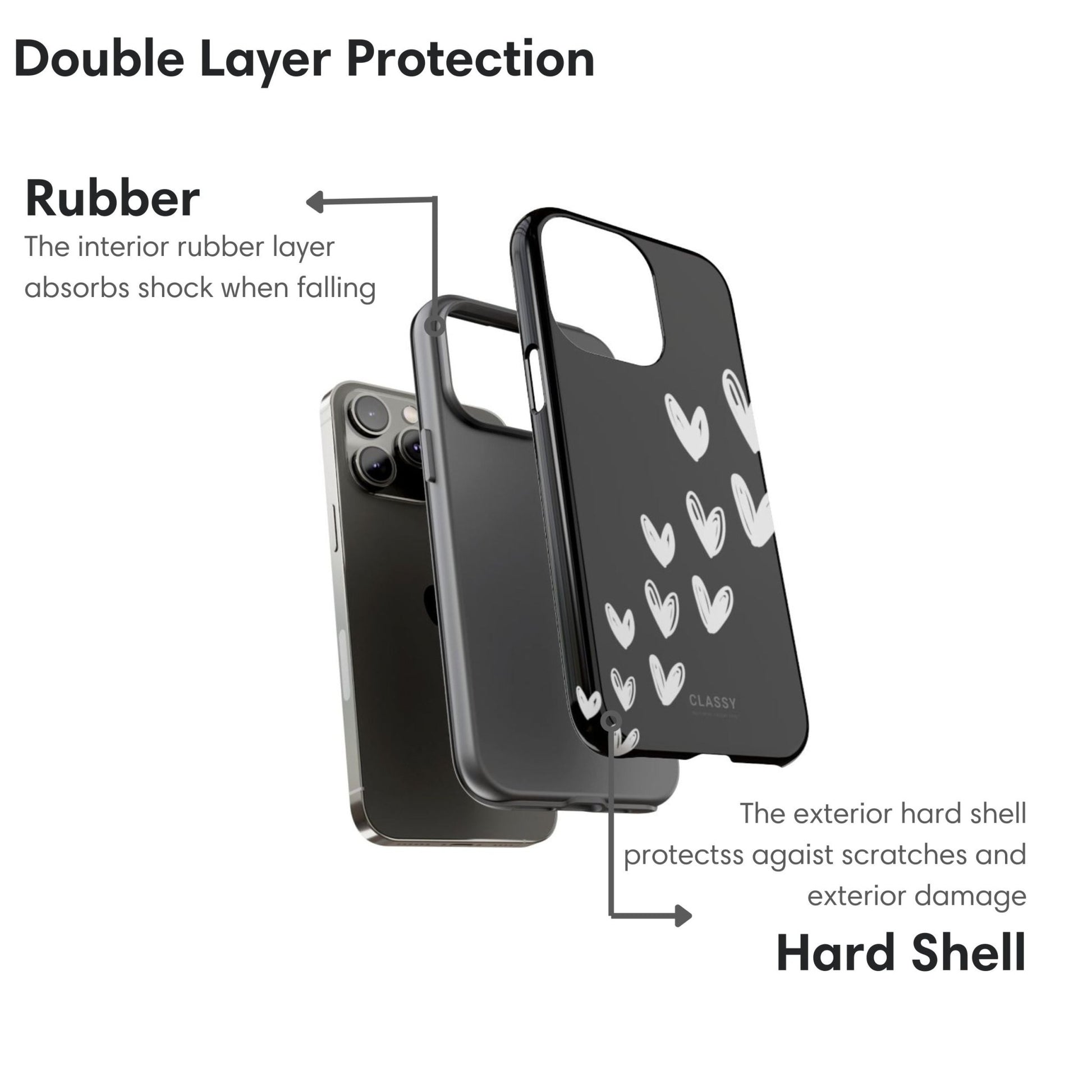 Little Hearts Couple Tough Case - Black - Classy Cases - Phone Case - iPhone 17 - Glossy - 