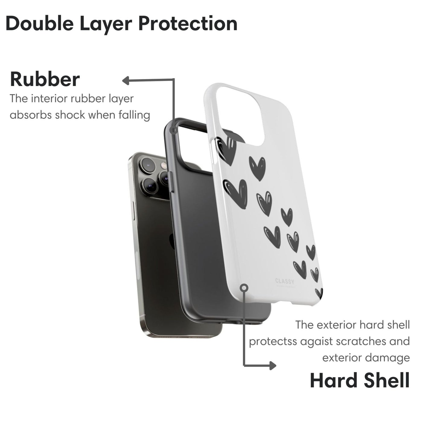Little Hearts Couple Tough Case - White - Classy Cases - Phone Case - iPhone 17 - Glossy - 