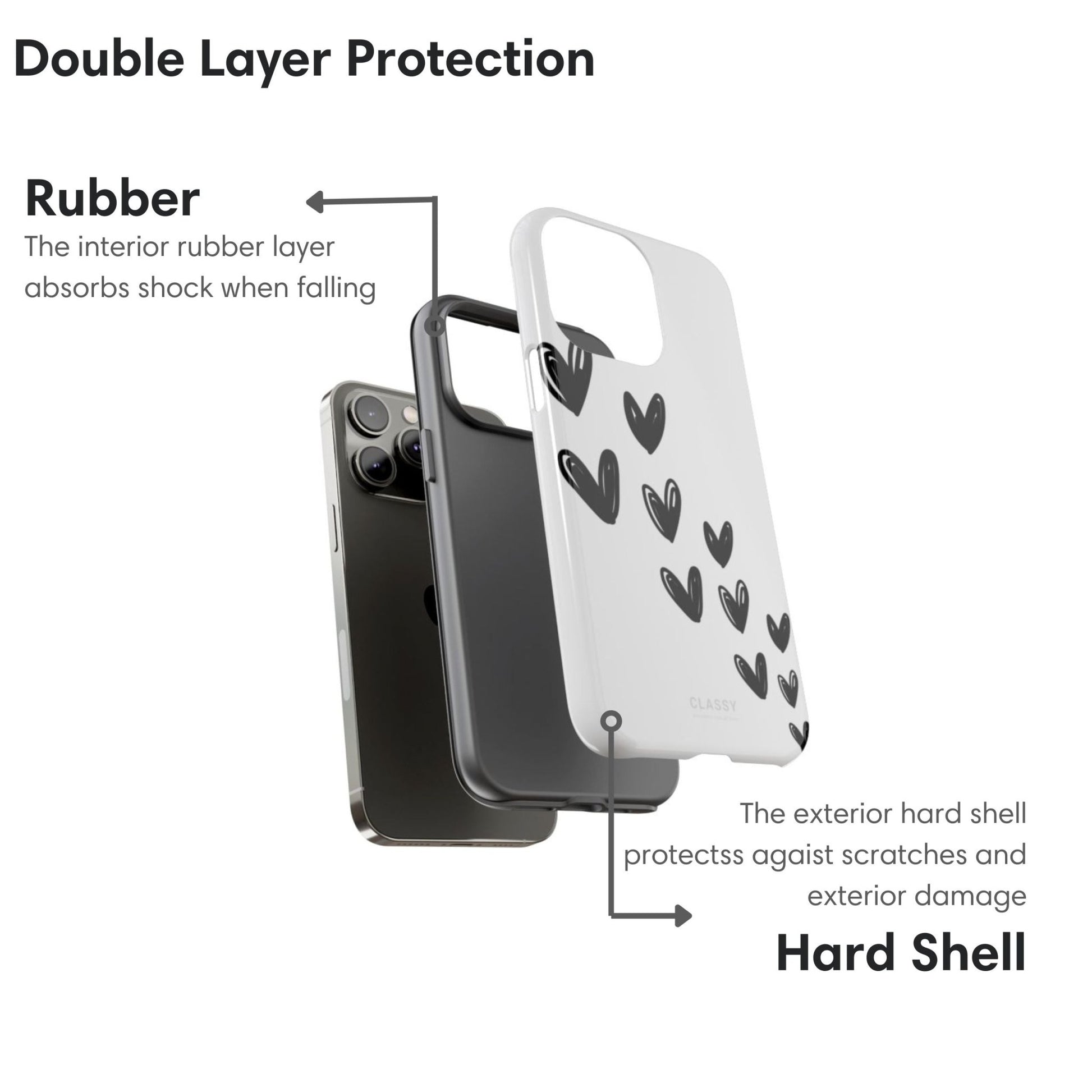 Little Hearts Couple Tough Case - White - Classy Cases - Phone Case - iPhone 17 - Glossy - 