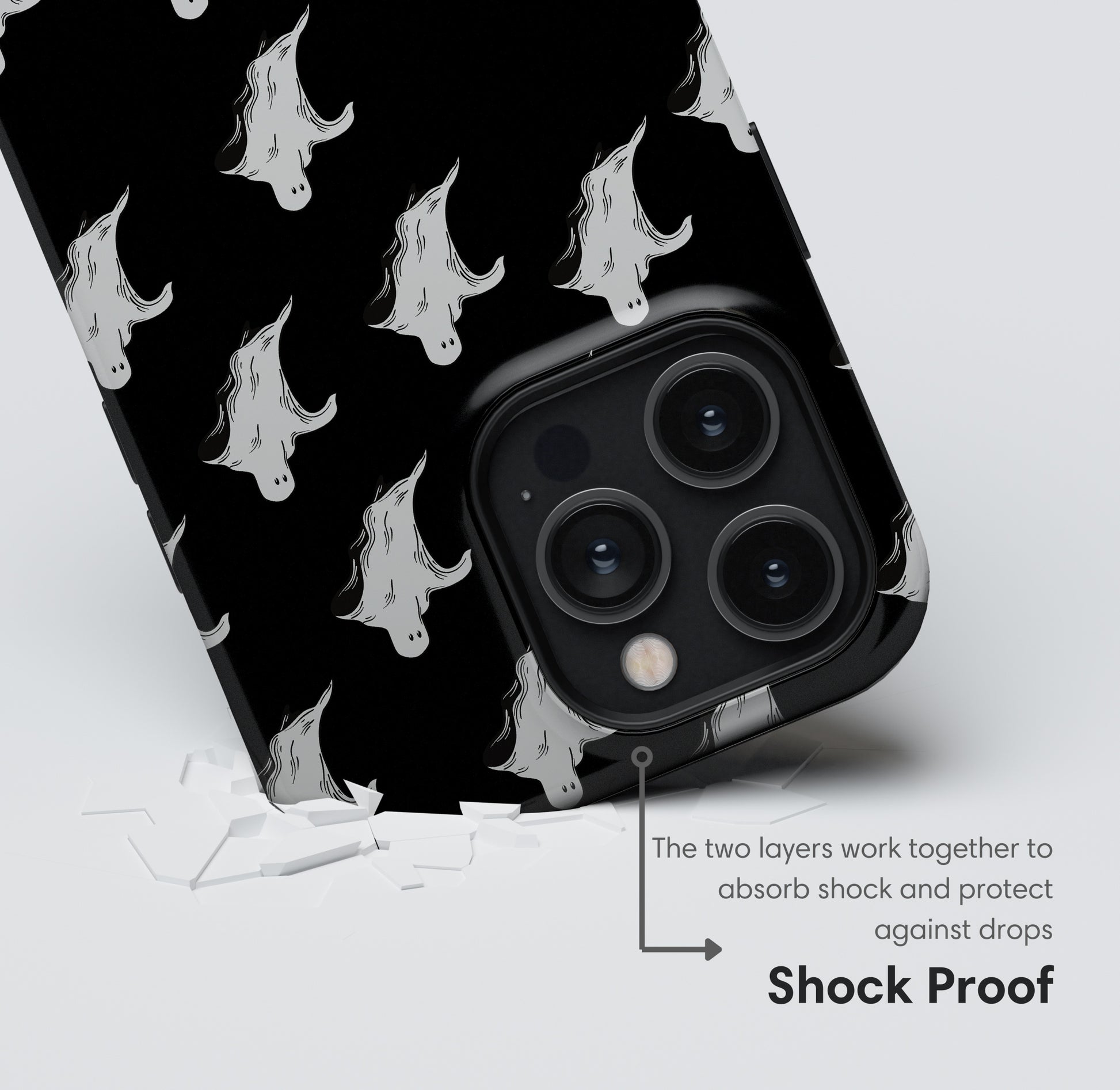 Little Flying Ghosts Black Tough Case shockproof