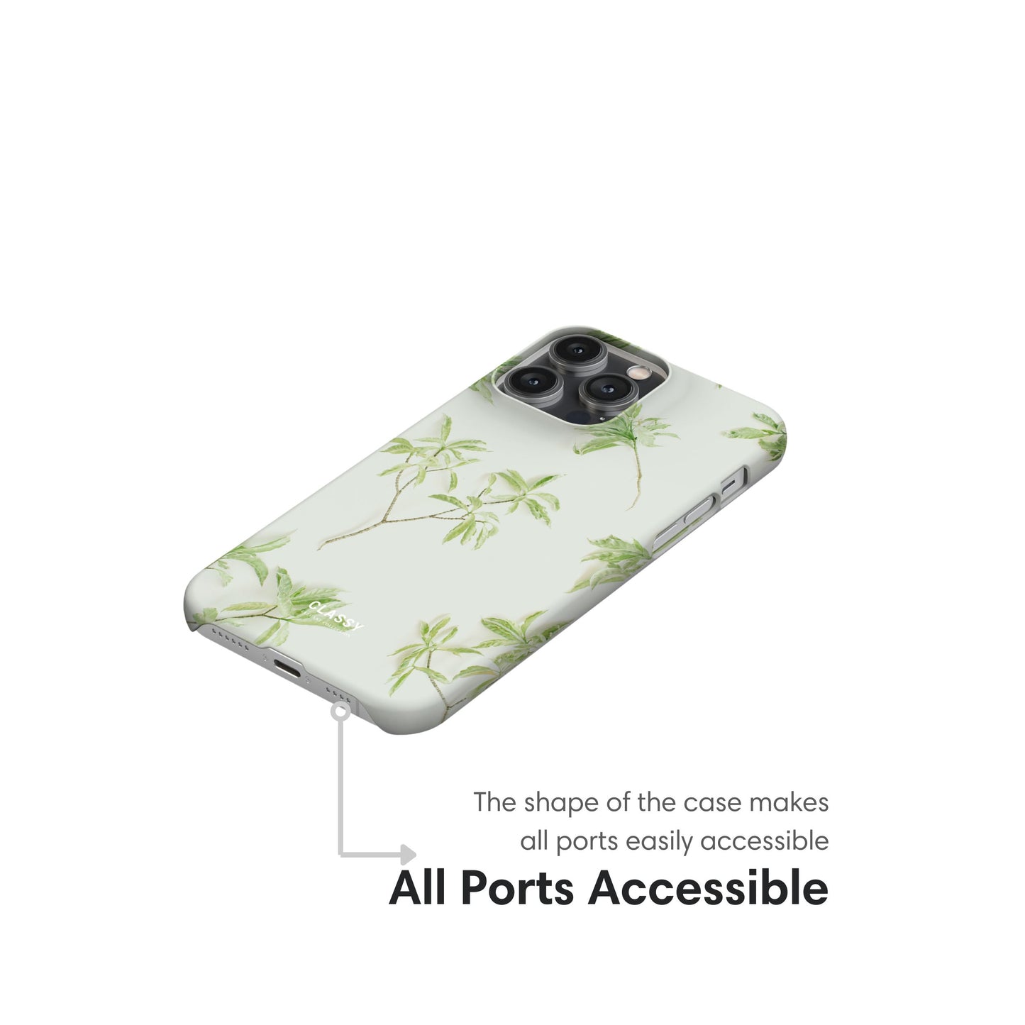 Leaves White Snap Case ports