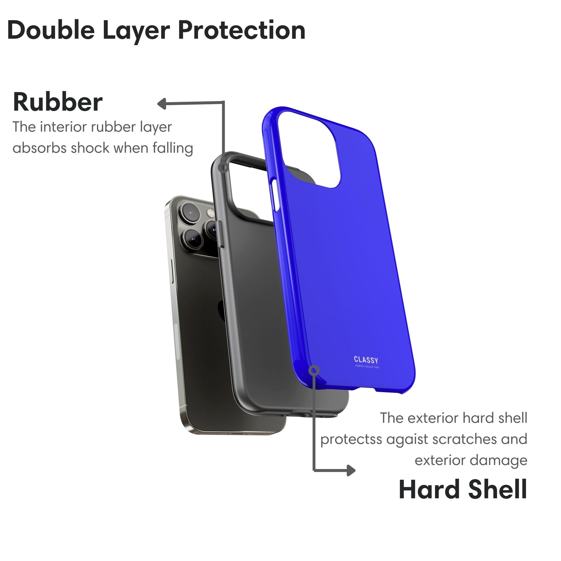 Neon Navy Blue Tough Case - Classy Cases - Phone Case - iPhone 17 - Glossy - 