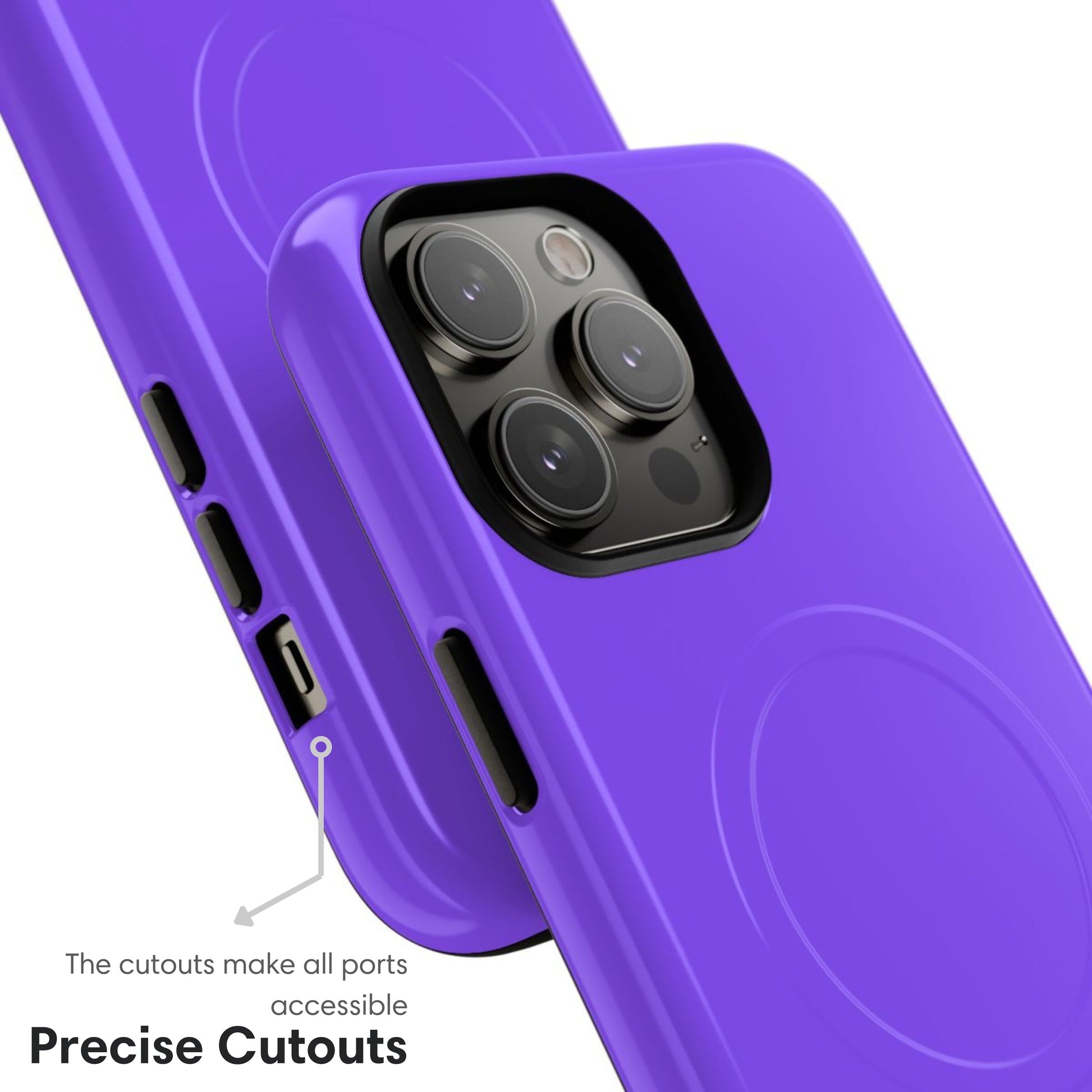Neon Purple MagSafe Tough Case cutouts